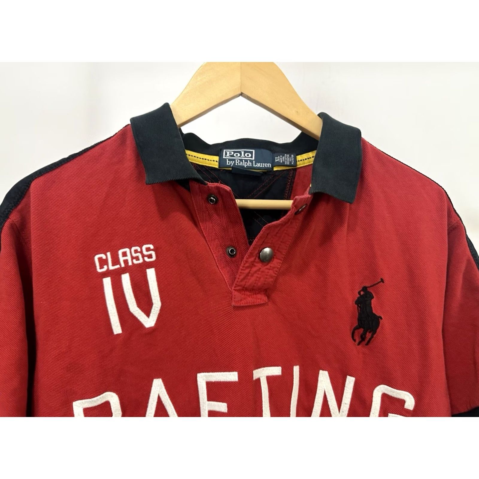 Polo Ralph Lauren VTG Polo Ralph Lauren Polo Shirt XL Red Rafting Whitewater Guide Big Pony Class IV Rugby Shirt Mens Size US XL / EU 56 / 4 - 4 Thumbnail