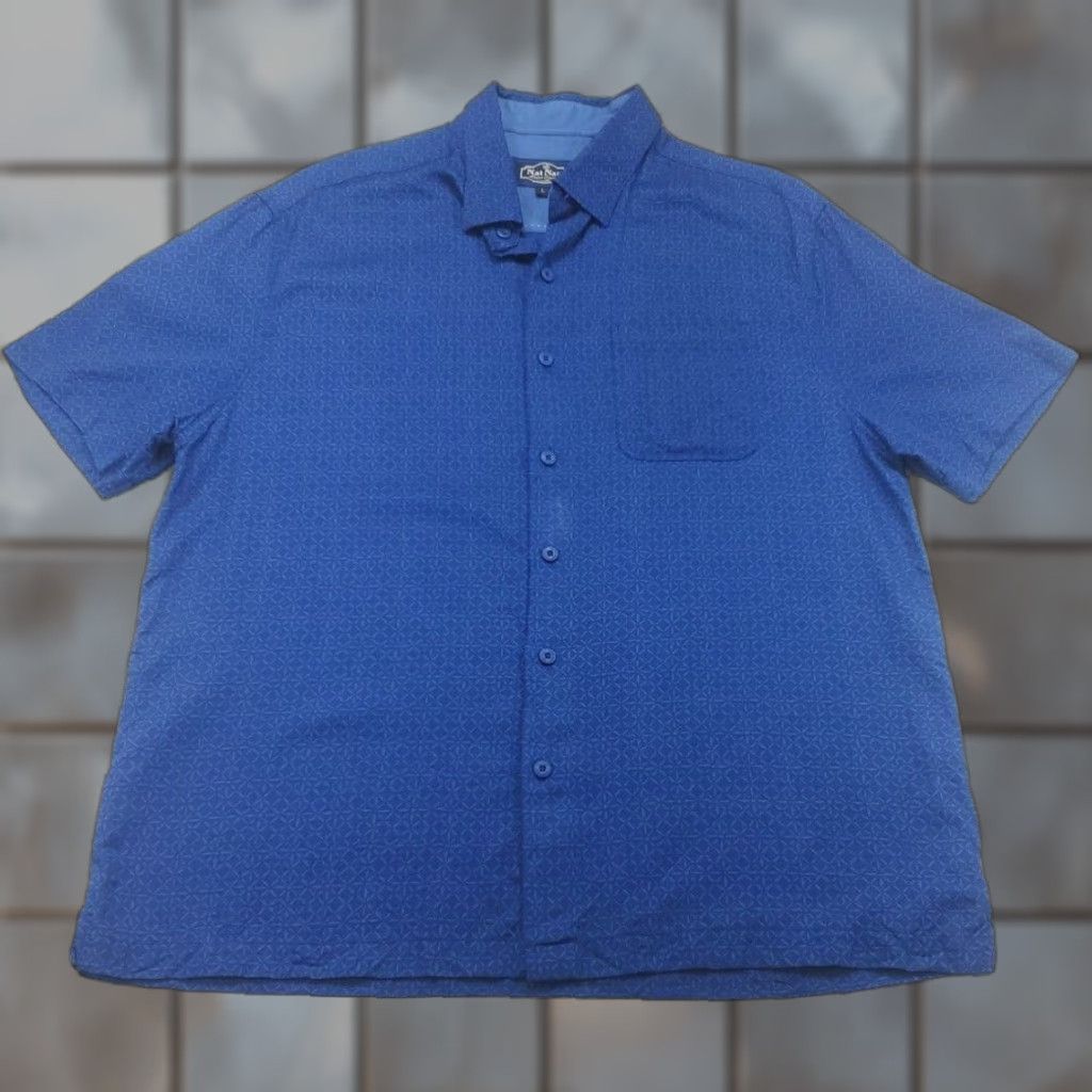 Nat Nast VINTAGE Nat Nast Shirt Mens L Silk Blend Short Sleeve Casual Hawaiiian Beach Hawaiian Retro Geometric Button-Up Mens Times Size US L / EU 52-54 / 3 - 1 Thumbnail