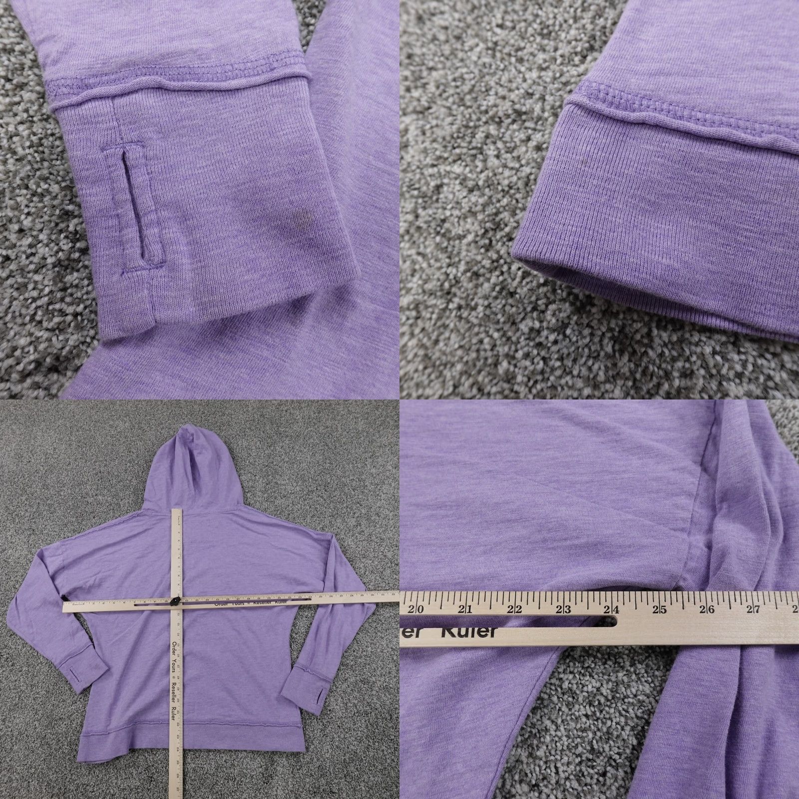 Vintage Cabelas Hoodie Womens M Purple Gray Pullover Sweatshirt Hooded Pockets Thermal Dolman Sleeve Knit Sweater Size M / US 6-8 / IT 42-44 - 9 Thumbnail