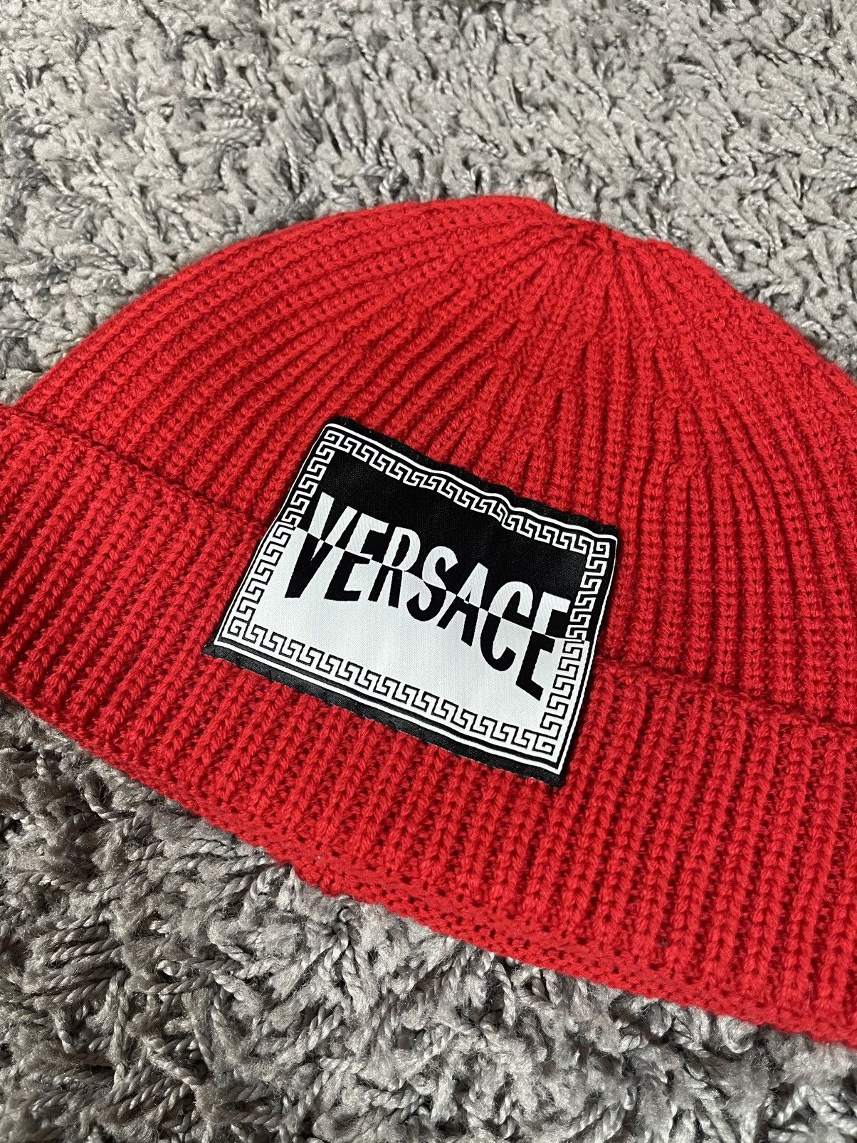 Versace Versace Distorted 90s Vintage Logo Wool Knitted Beanie Hat Size ONE SIZE - 3 Thumbnail