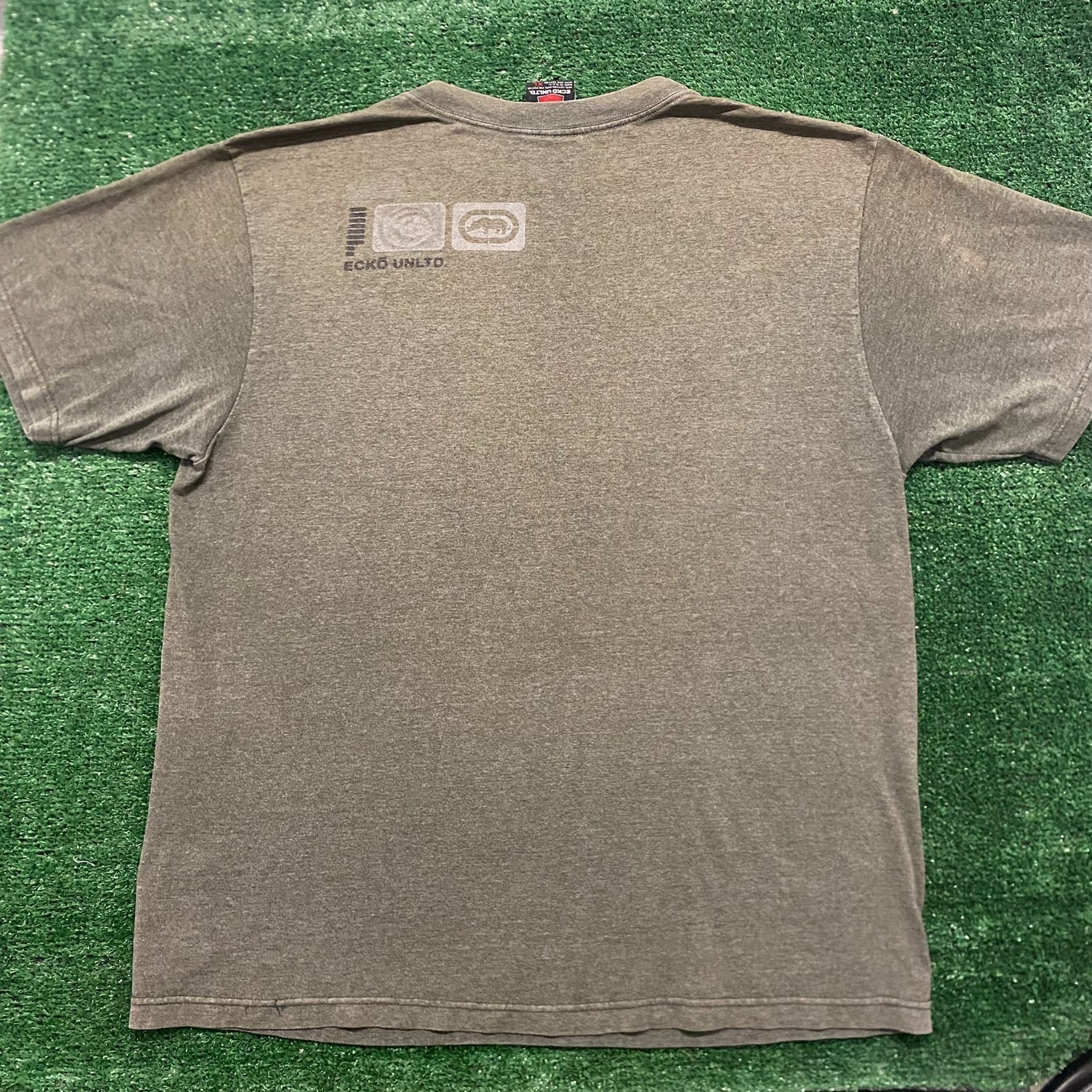 Ecko Unltd. Vintage 90s Ecko Unltd. Rhino Baggy Sun Faded Drill Trap Tee Size US XL / EU 56 / 4 - 6 Thumbnail