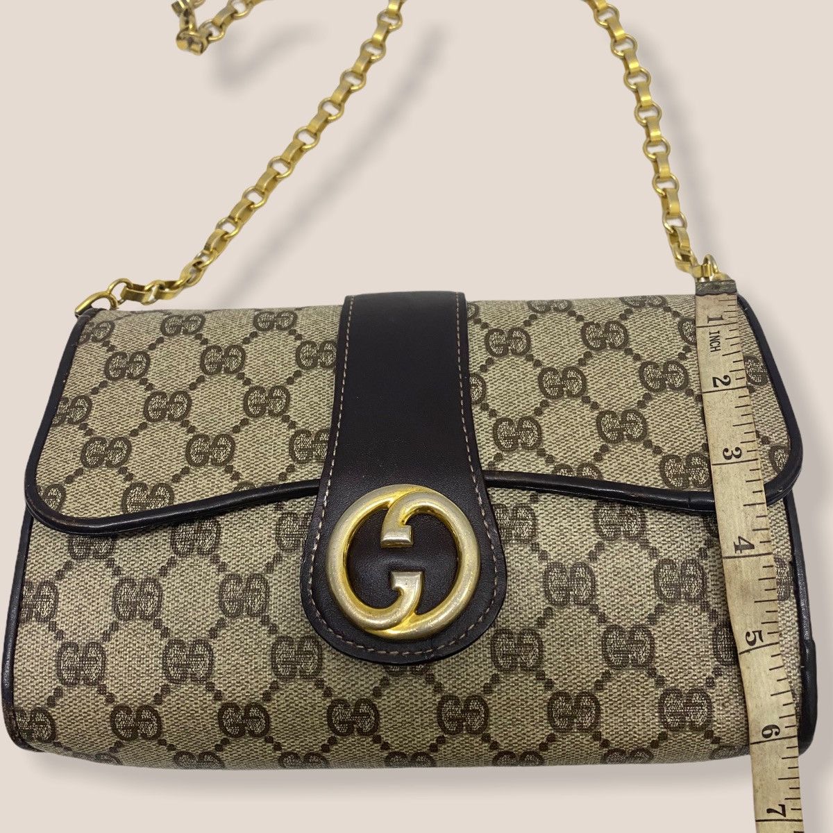Vintage ‼️YES‼️ AUTHENTIC GUCCI GG BIG LOGO CHAIN SHOULDER BAG Size ONE SIZE - 14 Thumbnail