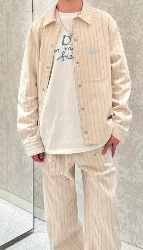 Dior Dior x HYLTON NEL 25 New Cream Stripe Logo Denim JKT 46 Size US S / EU 44-46 / 1 - 5 Thumbnail