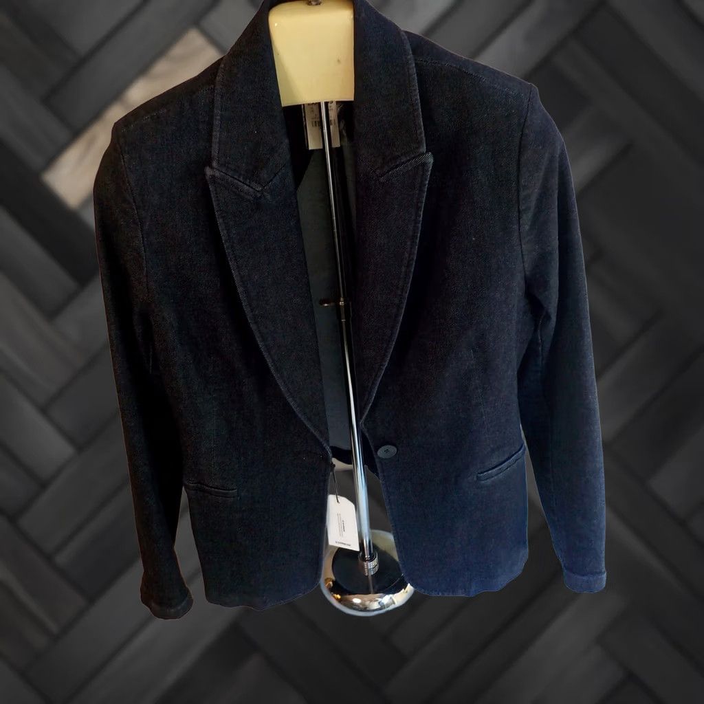 Express EXPRESS Womens 1 Button Denim Stretch Blazer Blue Cotton/Spandex SZ 10 NWT Size L / US 10 / IT 46 - 1 Thumbnail