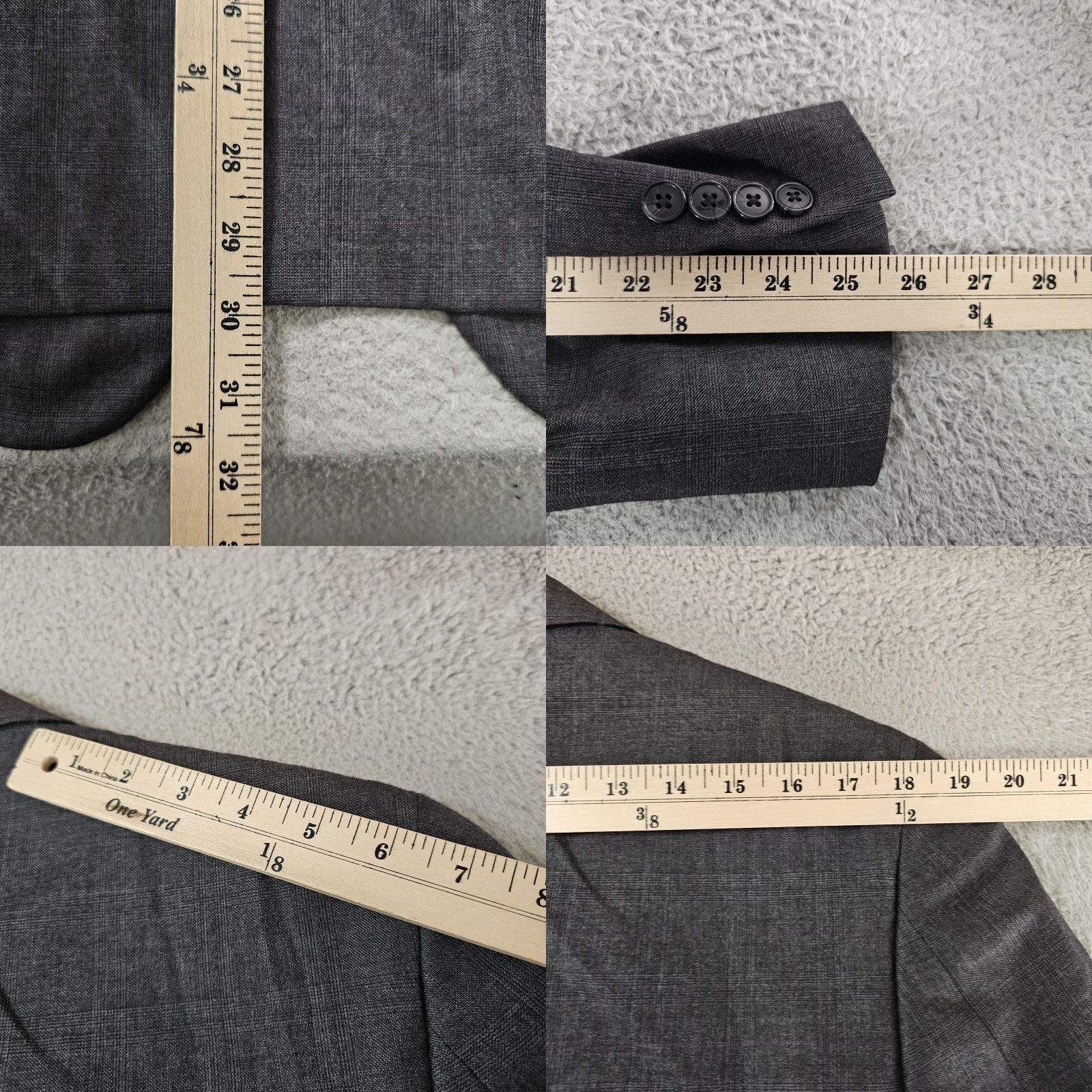 Joseph Abboud Joseph Abboud Suit Jacket Mens 40R Gray Wool Check Loro Piana Super 130s USA Size 40R - 8 Thumbnail