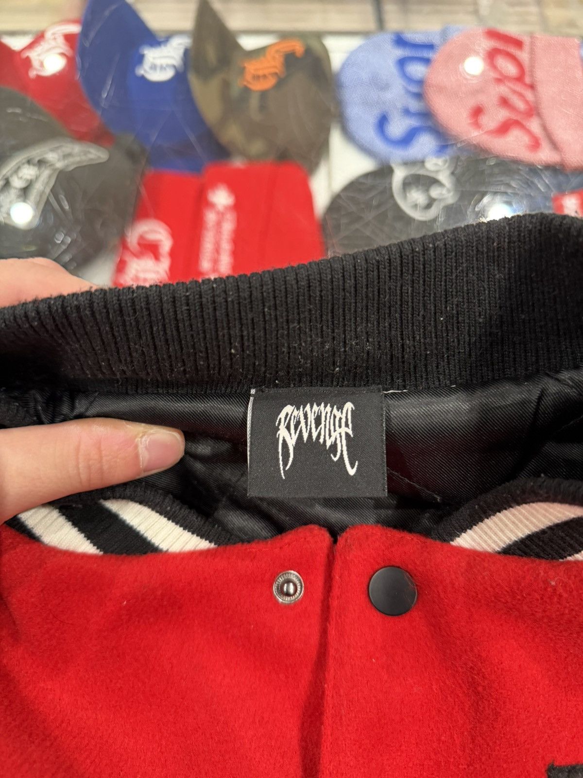 Revenge Revenge Red Varsity Skull Jacket Red Size: S Size US S / EU 44-46 / 1 - 6 Thumbnail