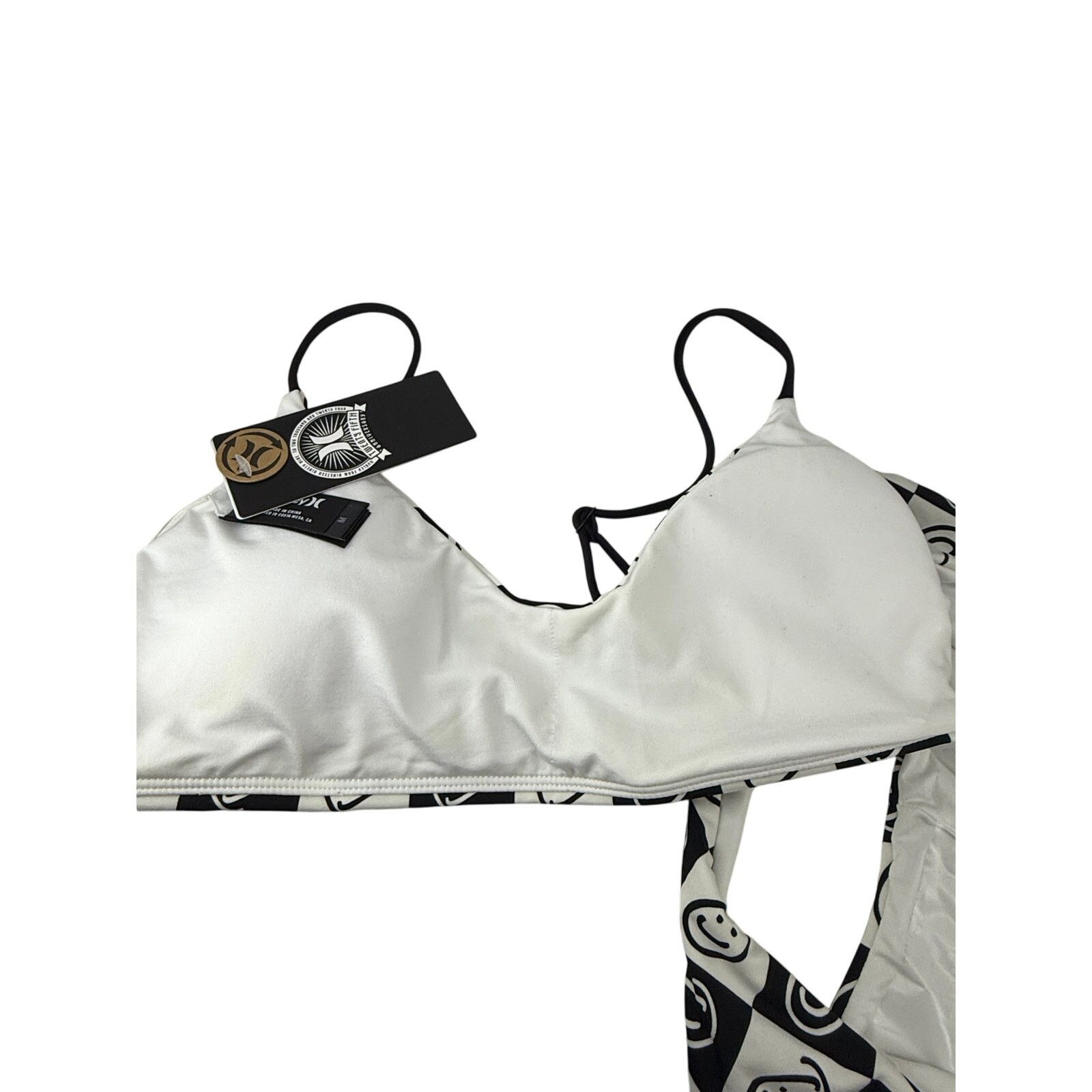 Hurley Hurley Black White Smiley Plaid Scoop Bralette Bikini Top M Size M / US 6-8 / IT 42-44 - 5 Thumbnail