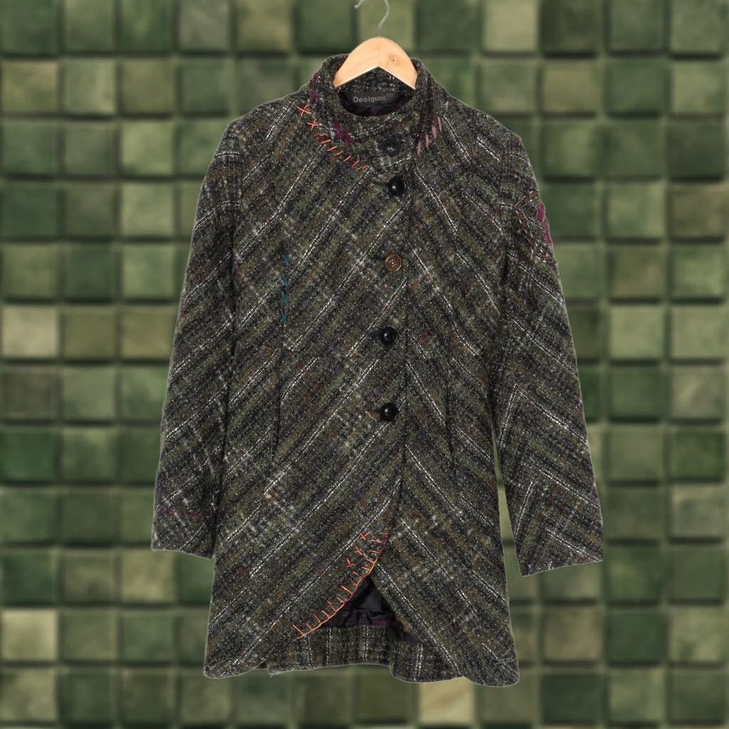 Desigual DESIGUAL Wool Knitted Coat Jacket Women 42 Multicoloured Wool 42 MJ3790 Desigual Coat Size M / US 6-8 / IT 42-44 - 1 Thumbnail
