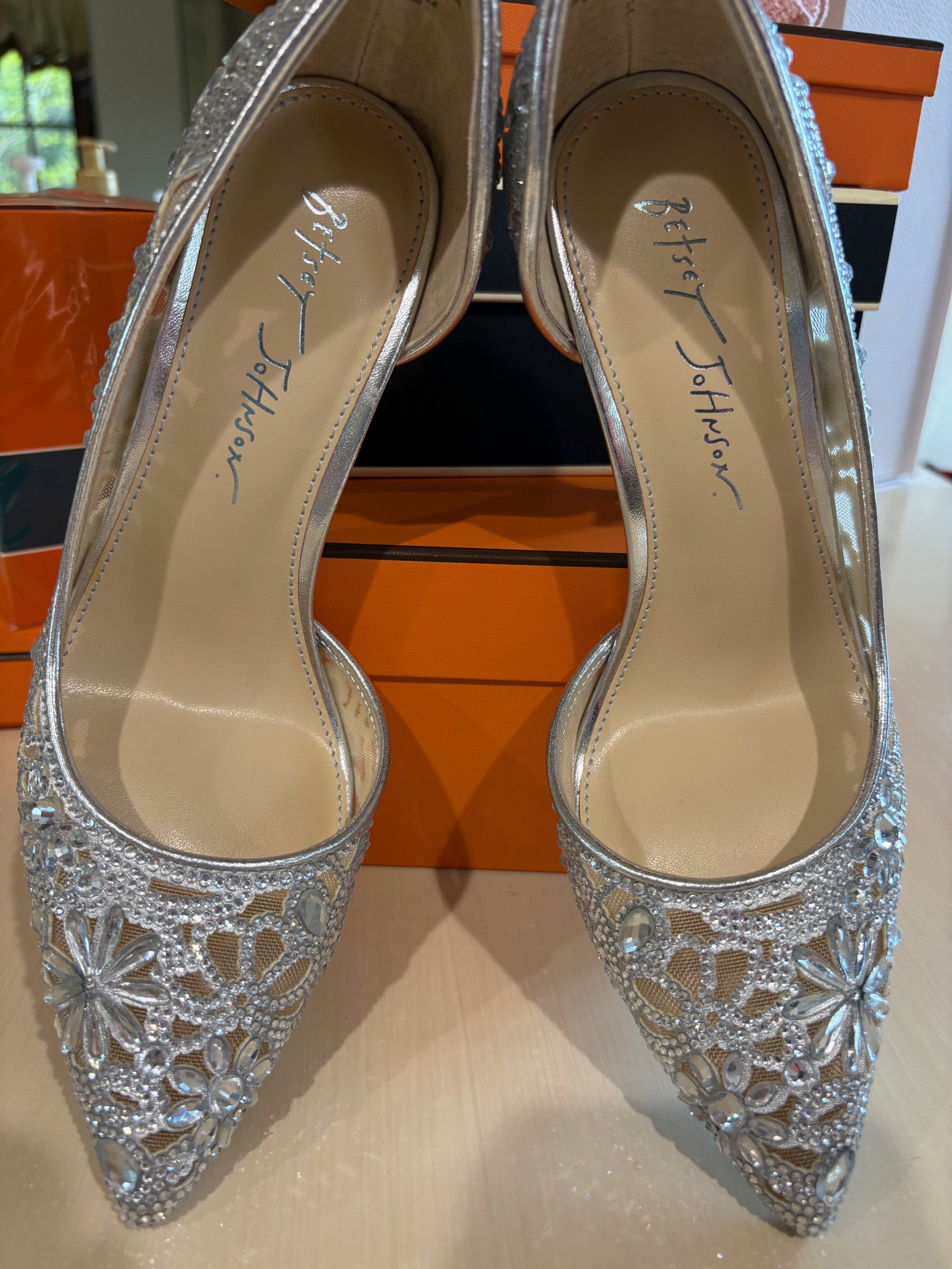 Betsey Johnson Betsey Johnson Silver Rhinestone Heels Size US 7 / IT 37 - 2 Thumbnail