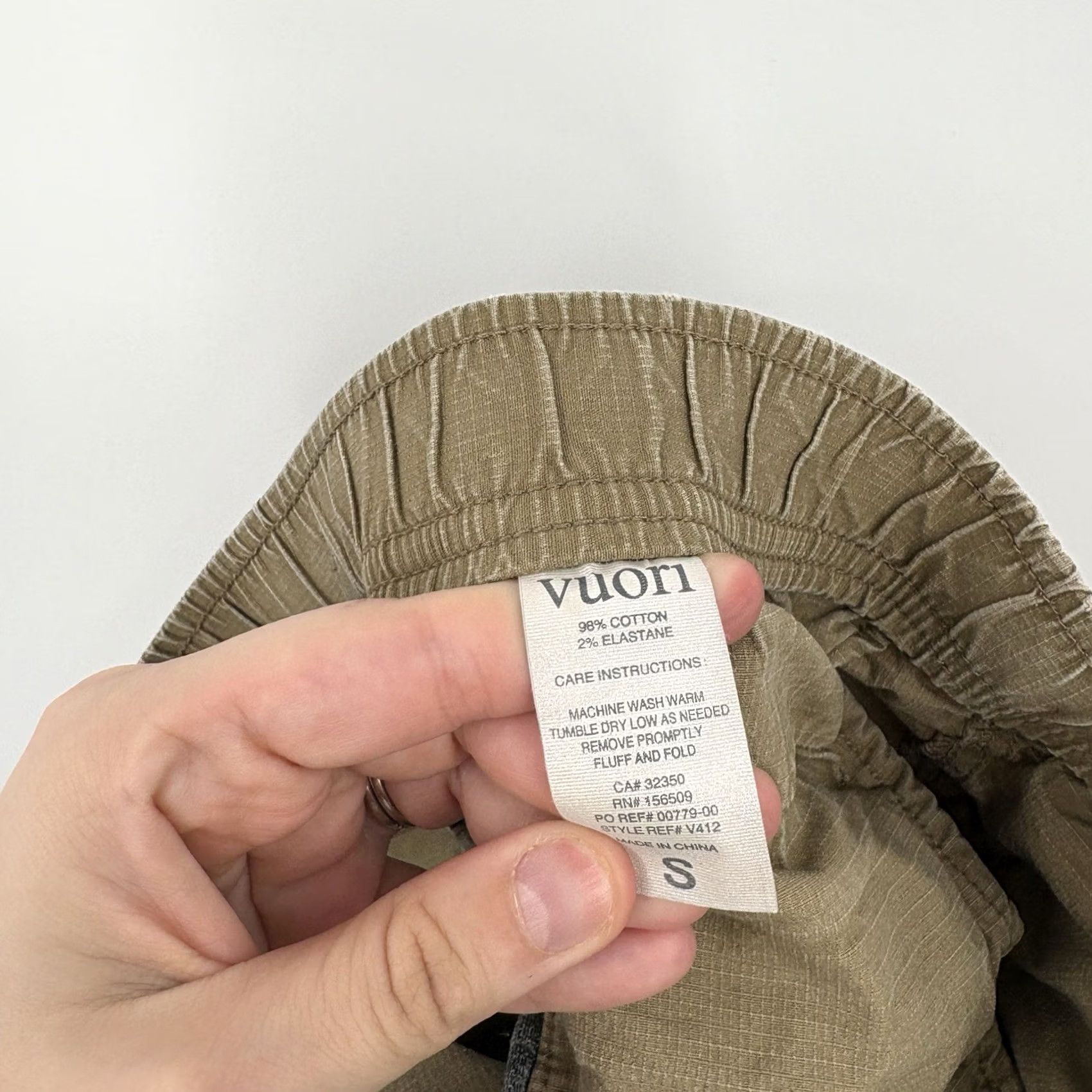 Vuori Vuori Pants Mens S Ripstop Climber Drawstring Hiking Outdoors Work Stretch Pant Slim Tapered 5-Pocket Beige Canvas Logo Zipper Pocket Mens Size US 30 / EU 46 - 2 Thumbnail