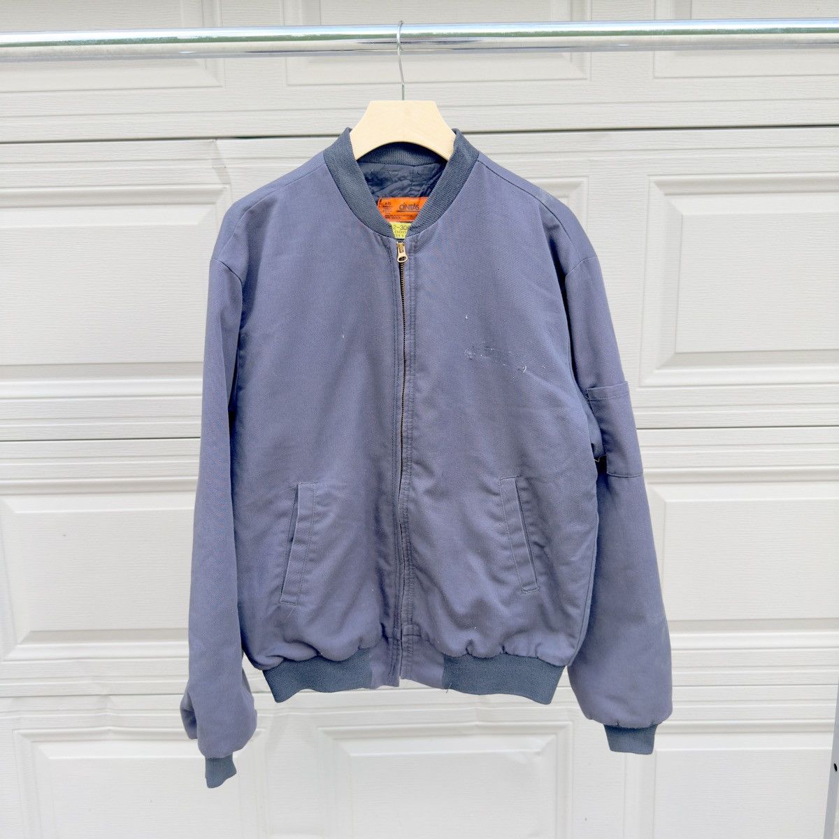 Vintage Sun Faded Grey Distressed Thrashed Work Jacket ERD