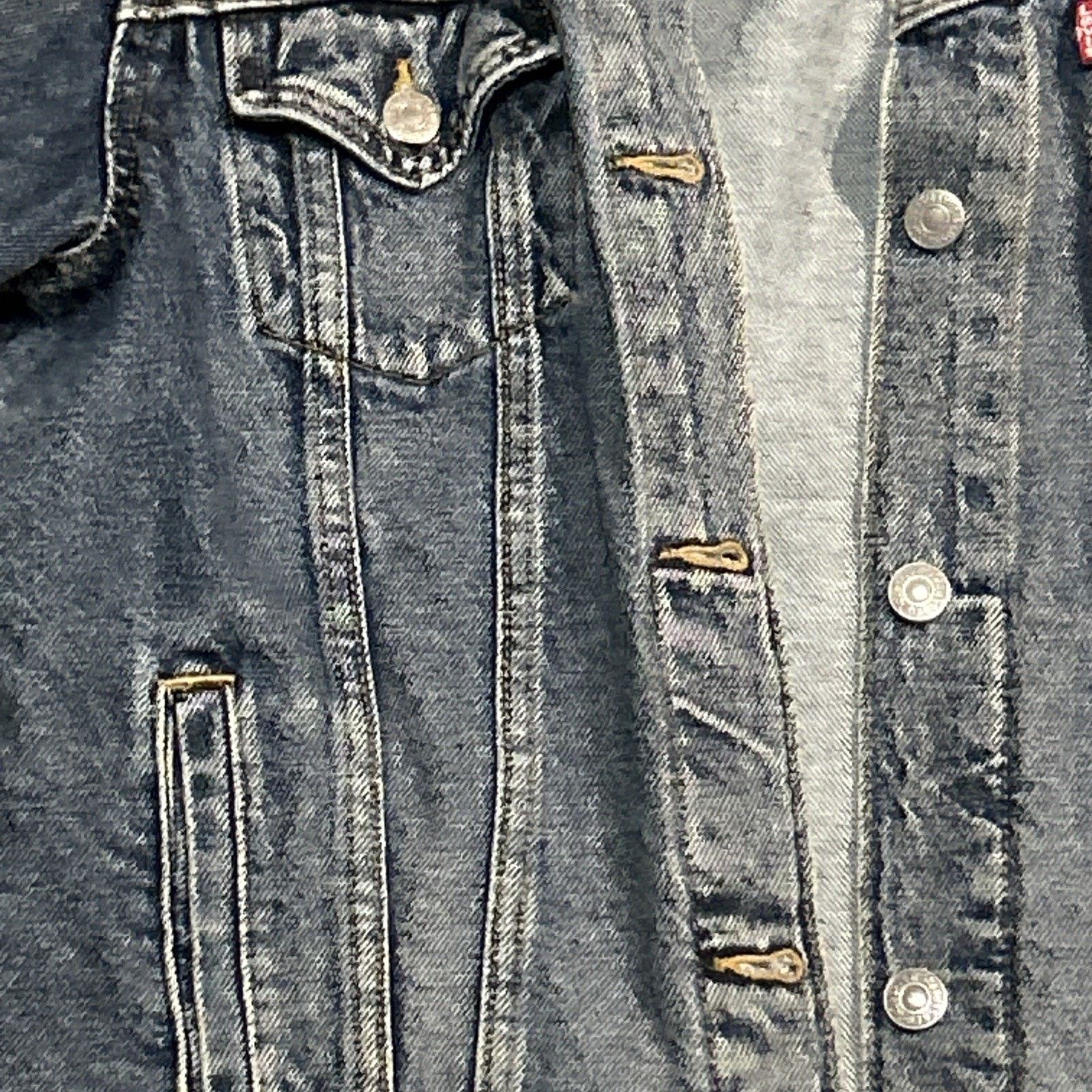 Levi's Levis Jean Jacket Women’s Large Raw Hem Lace Up Sleeves Size L / US 10 / IT 46 - 4 Thumbnail