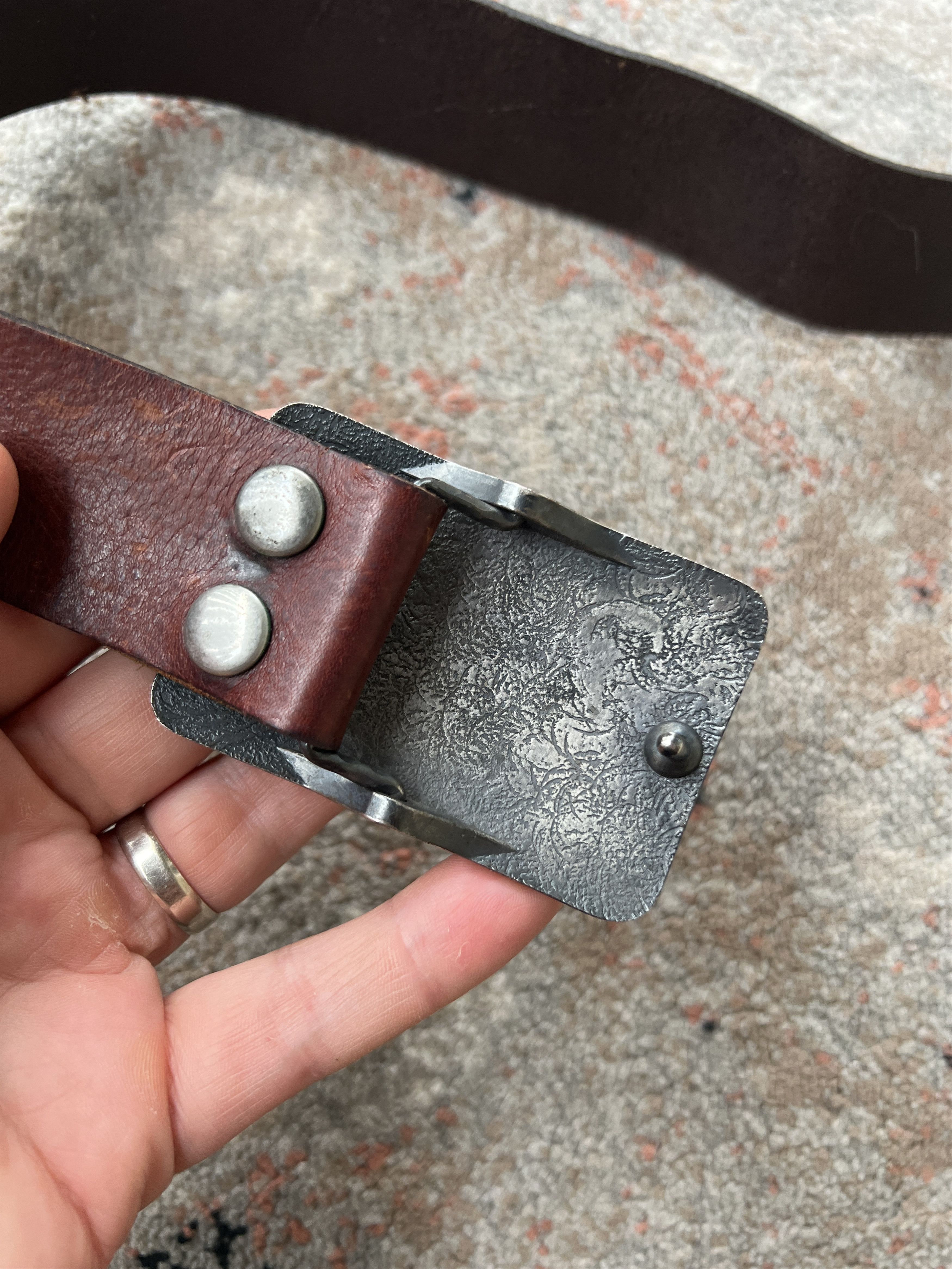 Leather × Vintage Vintage Buffalo Leather Belt Size ONE SIZE - 3 Thumbnail