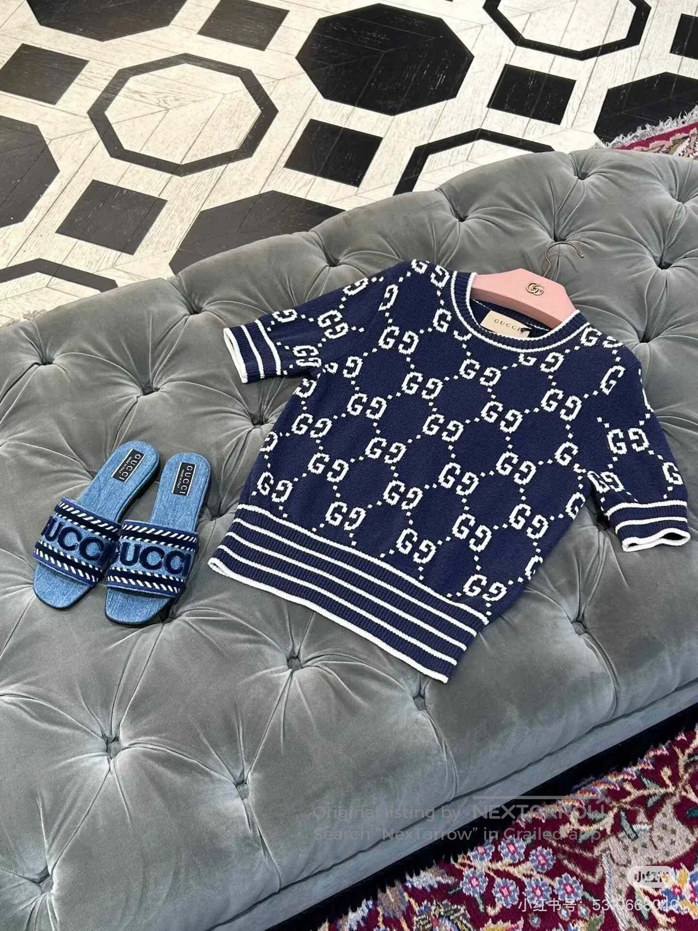Gucci Gucci Blue Logo Crew Neck Knit Top. Size S / US 4 / IT 40 - 7 Thumbnail