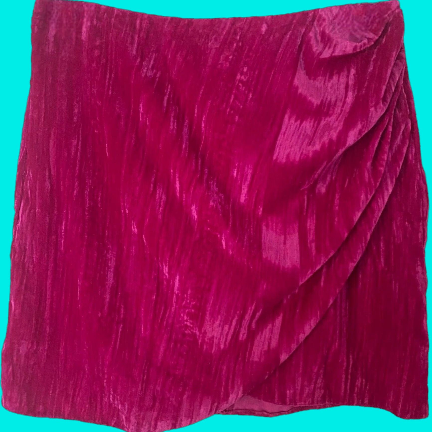 Topshop Topshop Velvet Drape Mini Skirt Women's Petite Size 2 Hot Pink High-Waisted Size 26" / US 2 / IT 38 - 1 Thumbnail