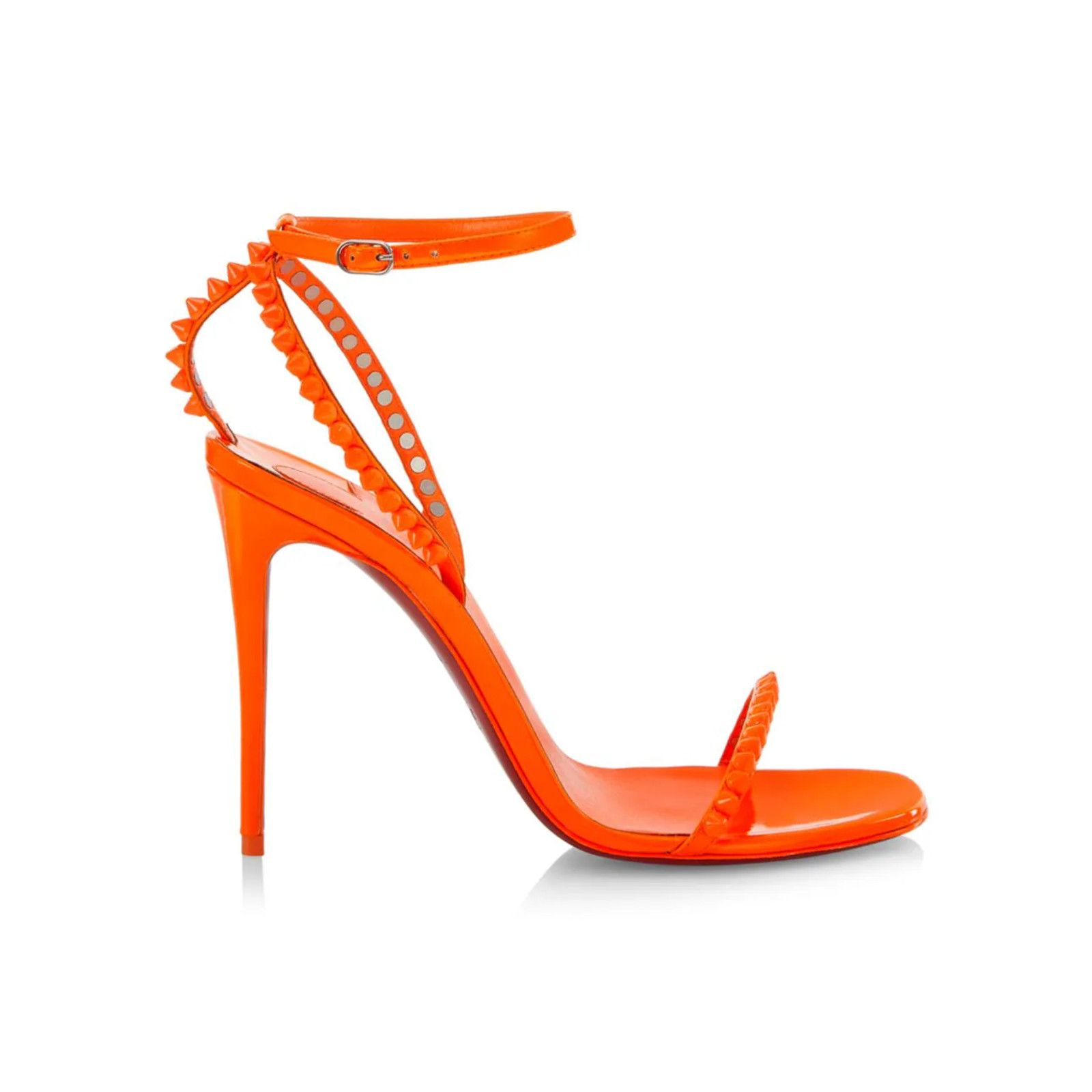 Christian Louboutin So Me 100 Orange Patent Ankle Strap Sandal Heel Pump 38 Size US 8 / IT 38 - 5 Thumbnail