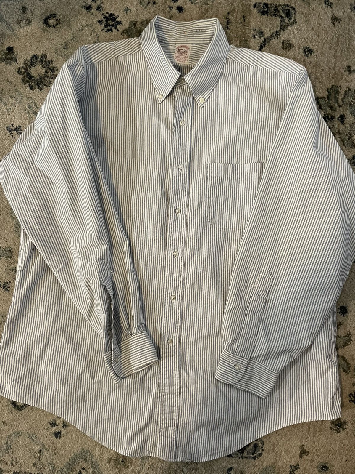 Brooks Brothers × Vintage The Iconic USA Made Striped Button Down Oxford Size US XL / EU 56 / 4 - 2 Thumbnail