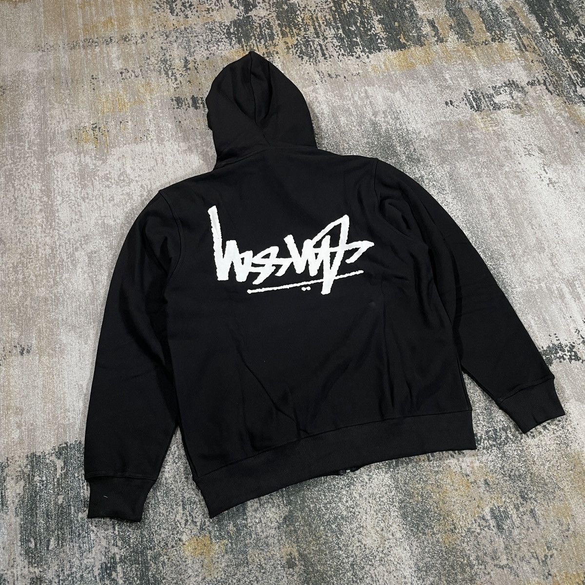 Stussy STUSSY ZIP HOODIE - FLIPPED LOGO IN BLACK | Grailed