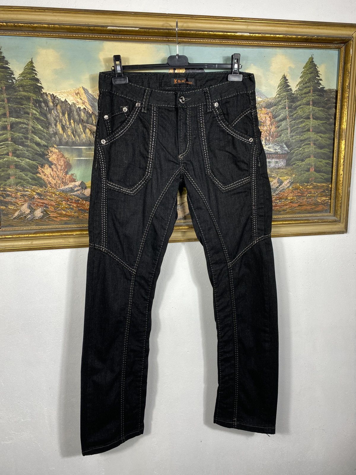 Japanese Brand × Vintage Kosmo Lupo Black Vintage Denim Jeans Avant Harde Trousers Size US 32 / EU 48 - 3 Thumbnail