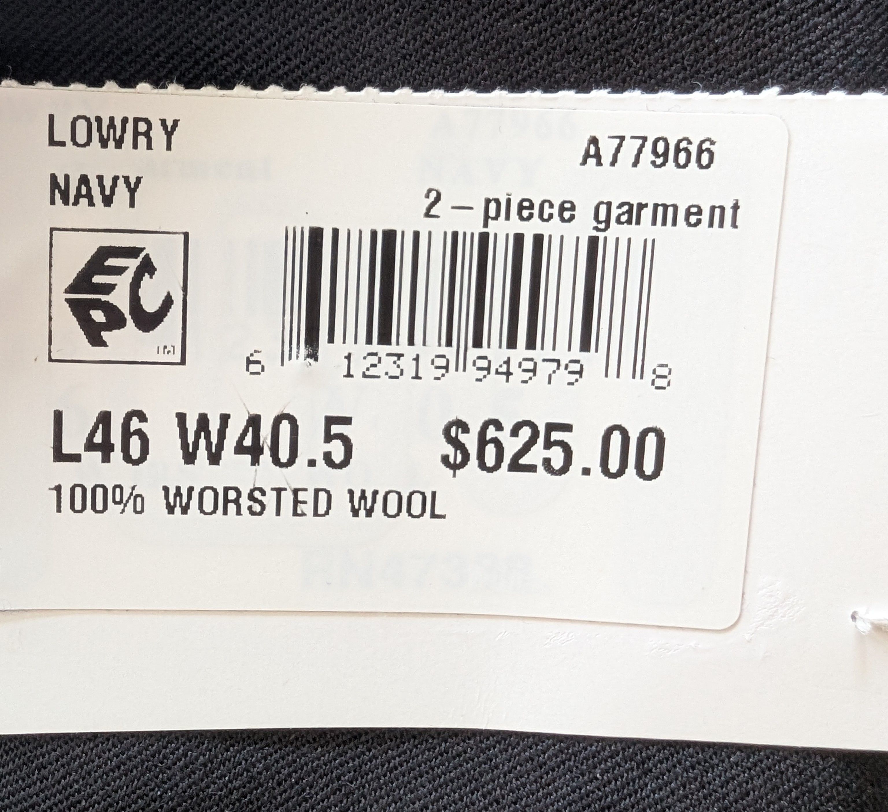 Tommy Hilfiger New Tommy Hillfiger Dark Navy 100% Wool Suit L46 W40.5 Size 46L - 7 Thumbnail