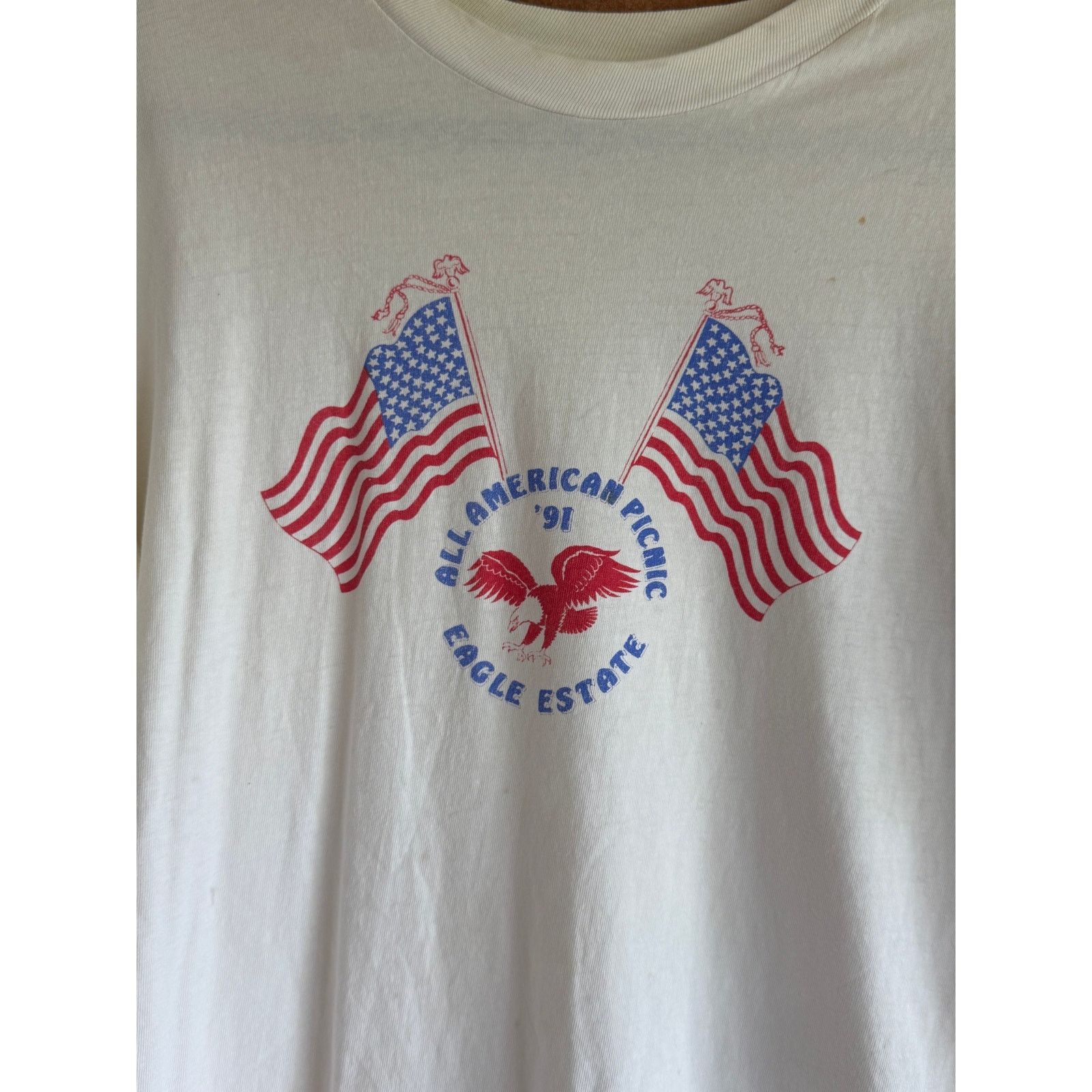 Hanes Vintage 1991 USA Flag Eagle Estate Tee XL Size US XL / EU 56 / 4 - 2 Thumbnail