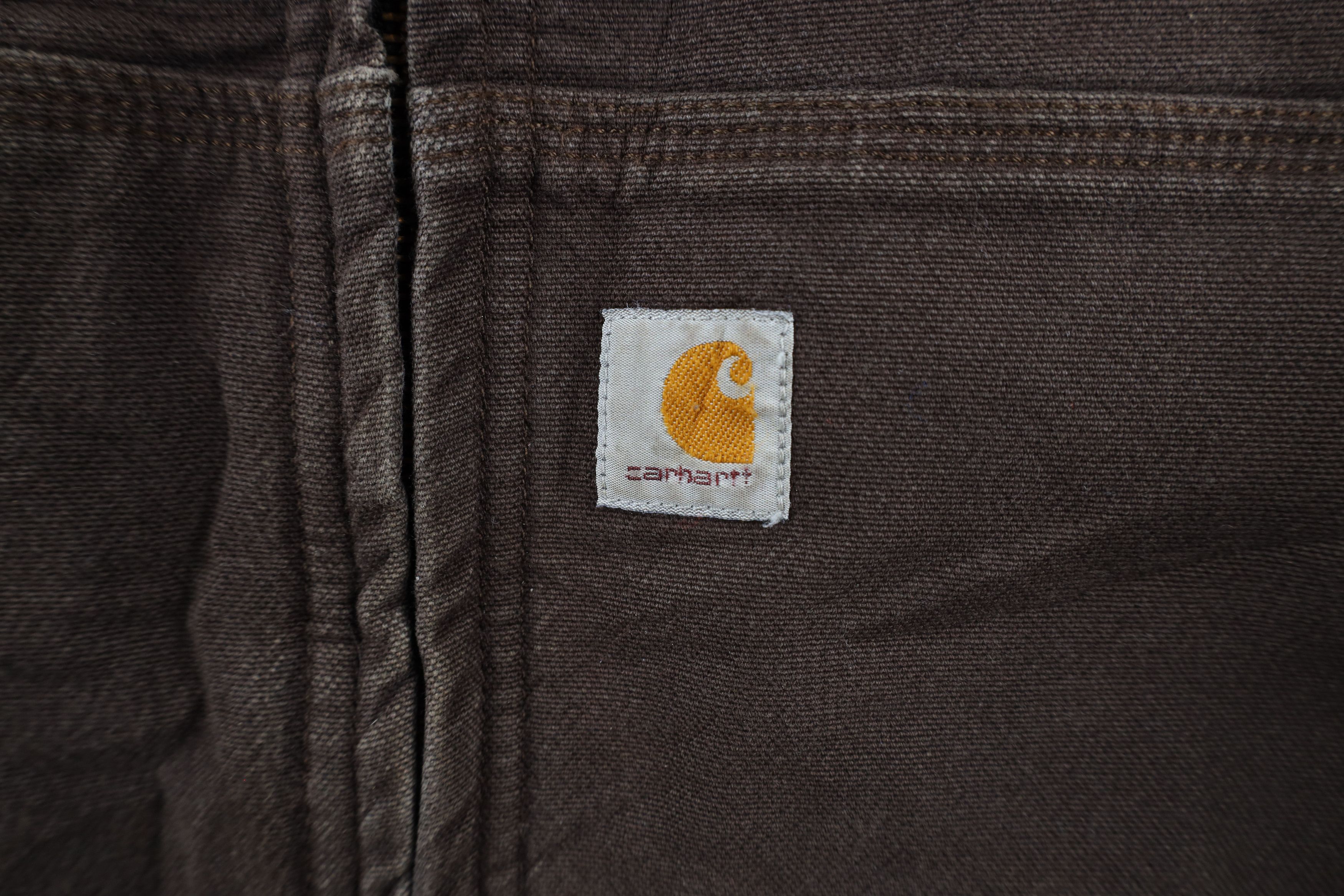 Carhartt × Vintage Vintage Carhartt Spell Out Fleece Lined Canvas Jacket Brown Size L / US 10 / IT 46 - 4 Thumbnail