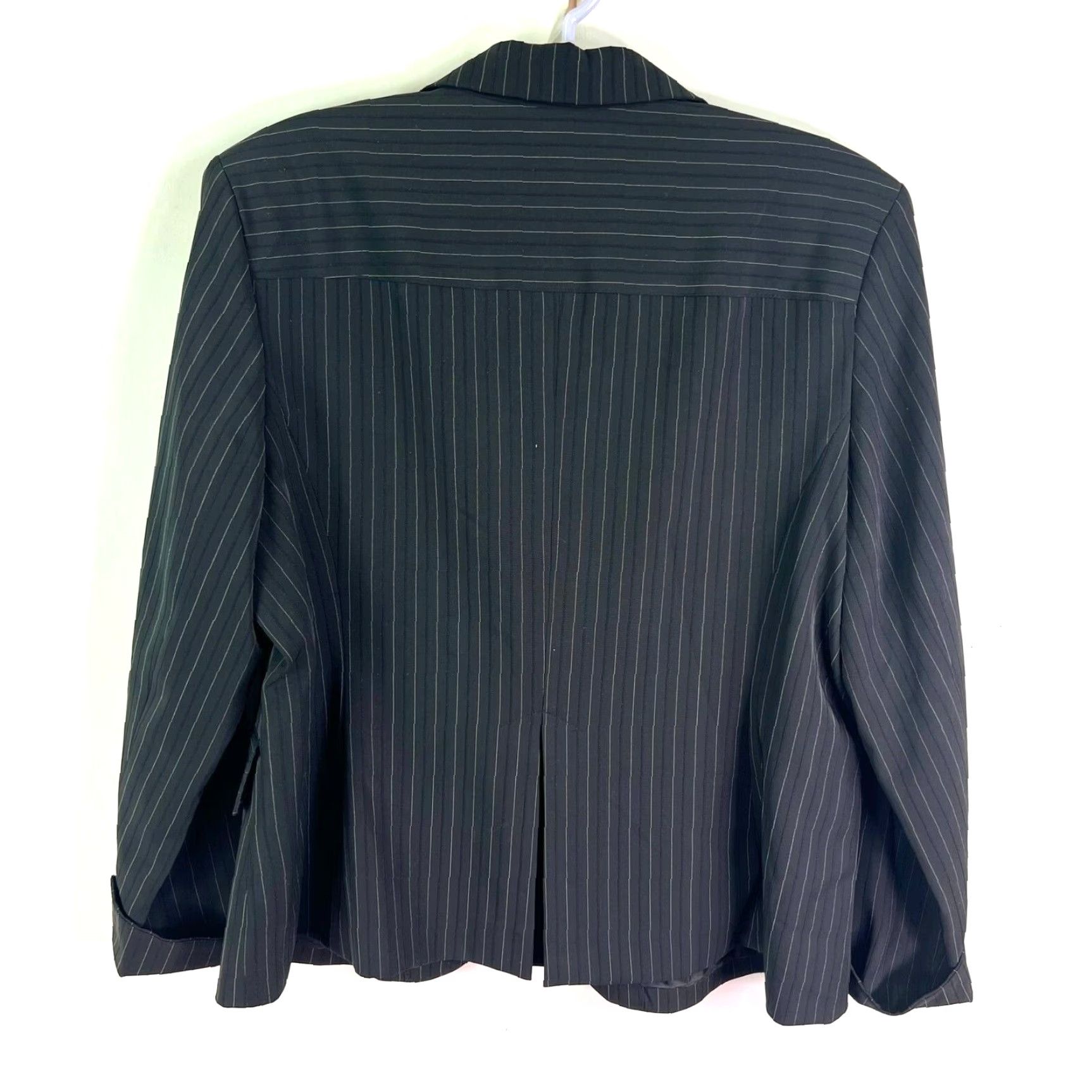 George Goerge Blazer Jacket Womens Size L Black Pinstiped Single Breasted Size L / US 10 / IT 46 - 7 Thumbnail