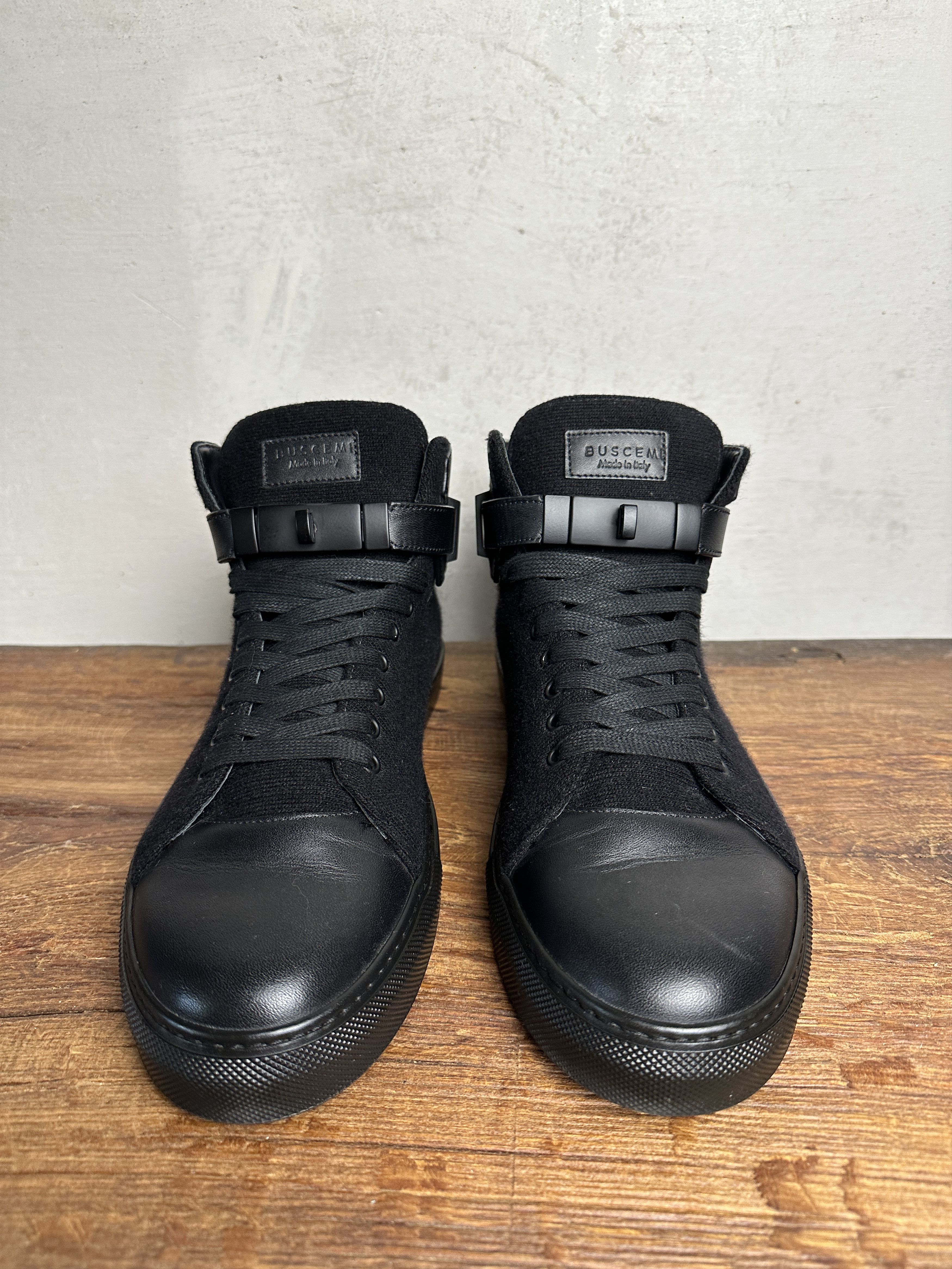 Buscemi Buscemi 100mm Clip Canvas Mid-Top Triple Black Sneakers Size US 12 / EU 45 - 5 Thumbnail