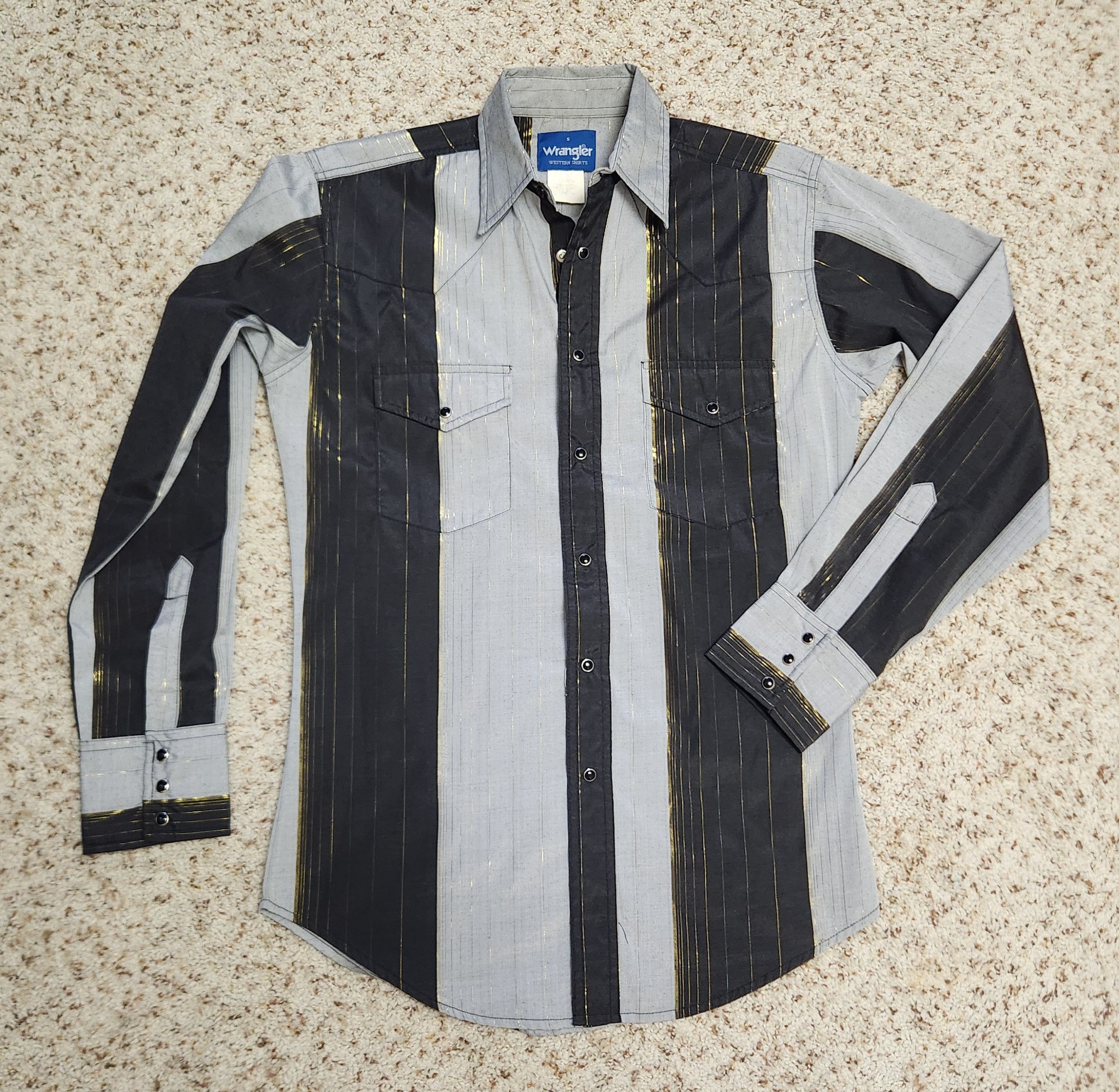 Wrangler men's Western shirt S Wrangler vintage 1980s stripe metallic Size US S / EU 44-46 / 1 - 9 Thumbnail