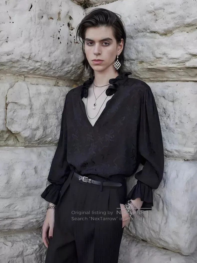 Saint Laurent Paris Saint Laurent Black Floral Silk Shirt. Size US L / EU 52-54 / 3 - 7 Thumbnail
