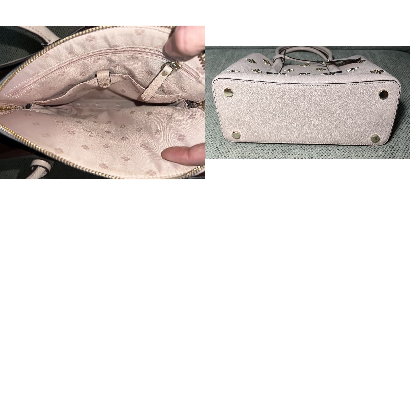 Vintage VINTAGE kate spade new york Margaux Satchel Bag - Blush Pink Cream Studded Leather Satchel Womens Medium Bags Size ONE SIZE - 8 Thumbnail