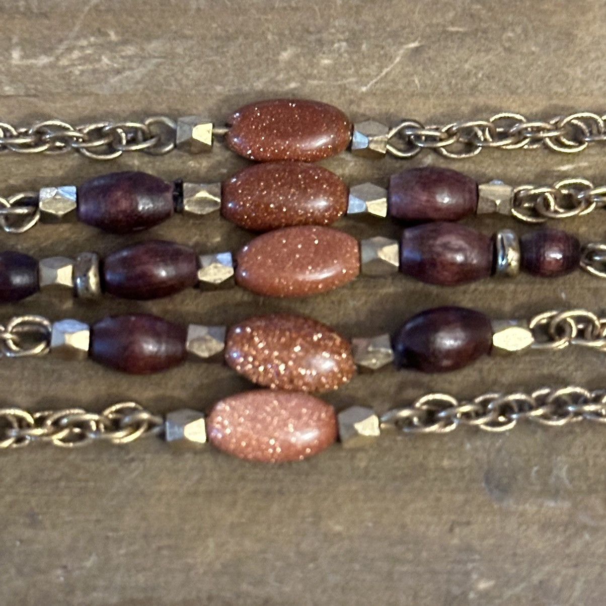 Other Multi strand goldstone and wooden bead wide bracelet Size ONE SIZE - 5 Thumbnail