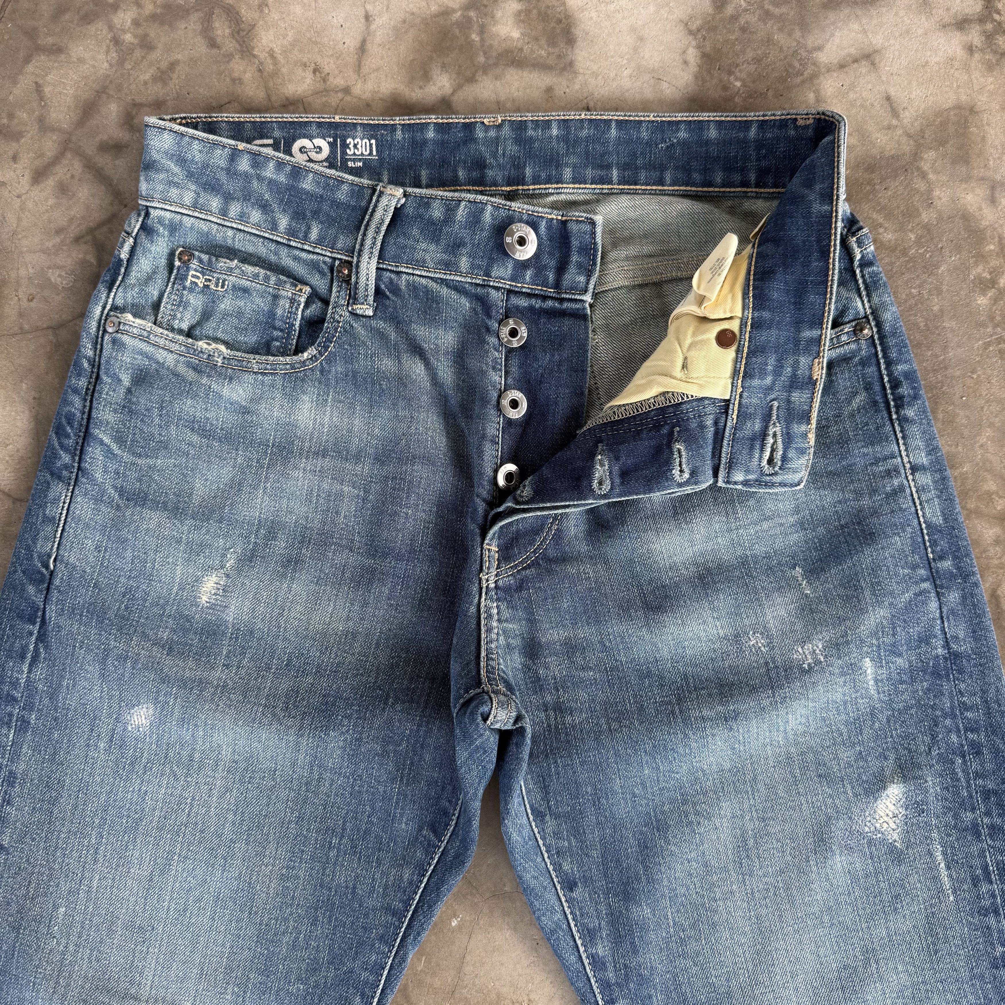 G-Star W29 Vintage G star ButtonFly Faded Ripped Denim Jean Size US 29 - 9 Thumbnail
