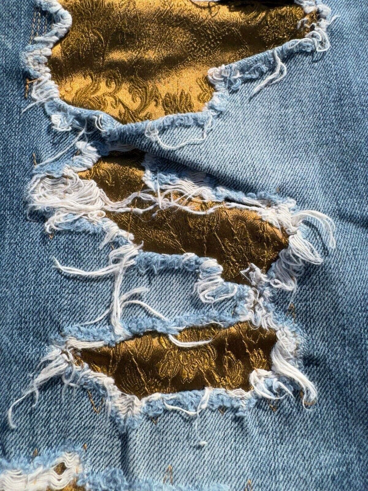 Designer Vintage China 90s Distressed Repaired Selvedge Jeans 32 Size US 32 / EU 48 - 4 Thumbnail