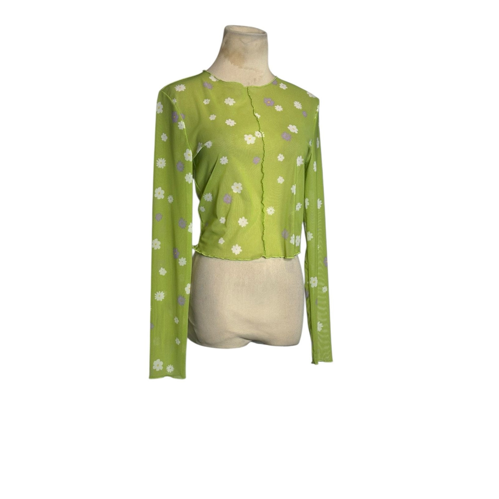 Forever 21 Forever 21 green floral sheer long sleeves top size Medium Size M / US 6-8 / IT 42-44 - 9 Thumbnail