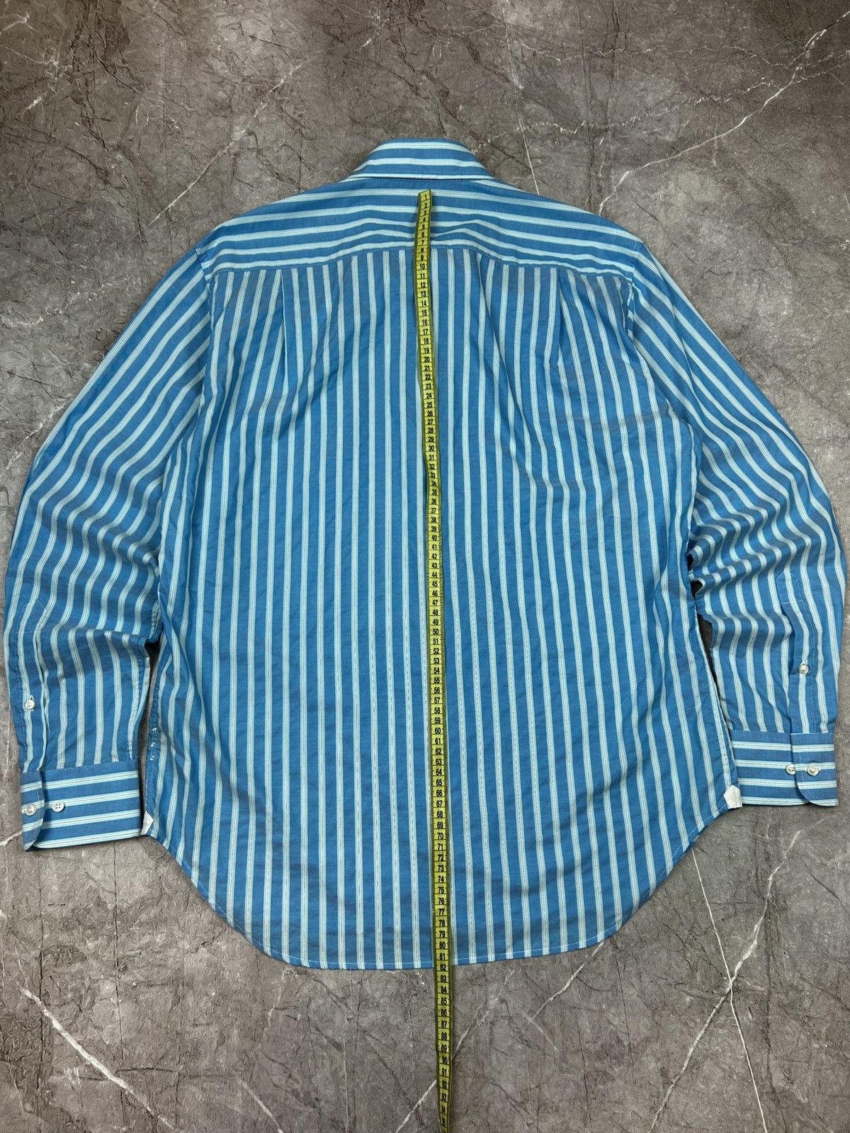 Loro Piana Loro Piana Shirt Button Up White Blue Stripped Cotton Formal Size US L / EU 52-54 / 3 - 18 Thumbnail