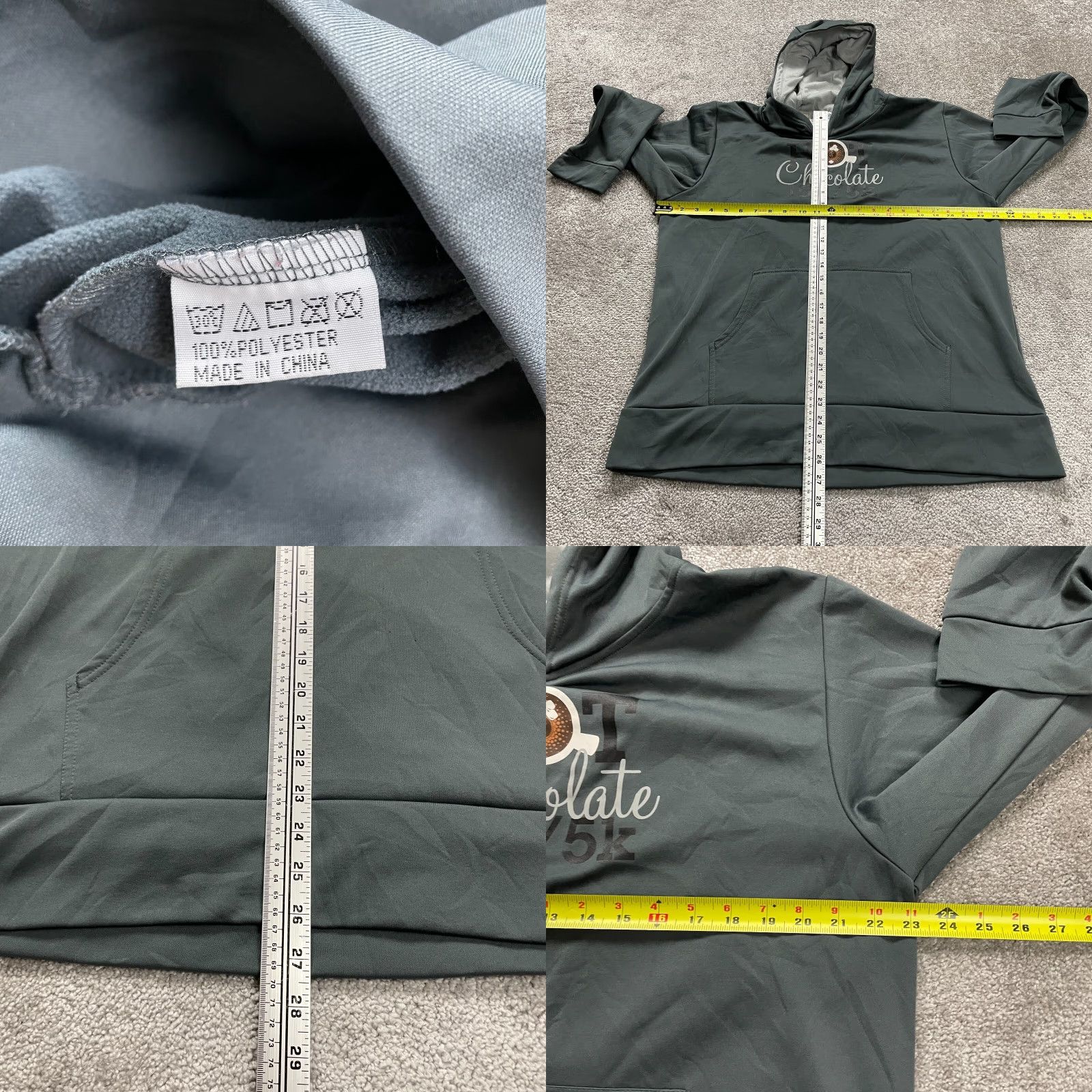 CHOCOOLATE Chocolate Hoodie Womens Large Gray Pullover Sweatshirt Fleece Logo Sports Running & Walking Size L / US 10 / IT 46 - 8 Thumbnail