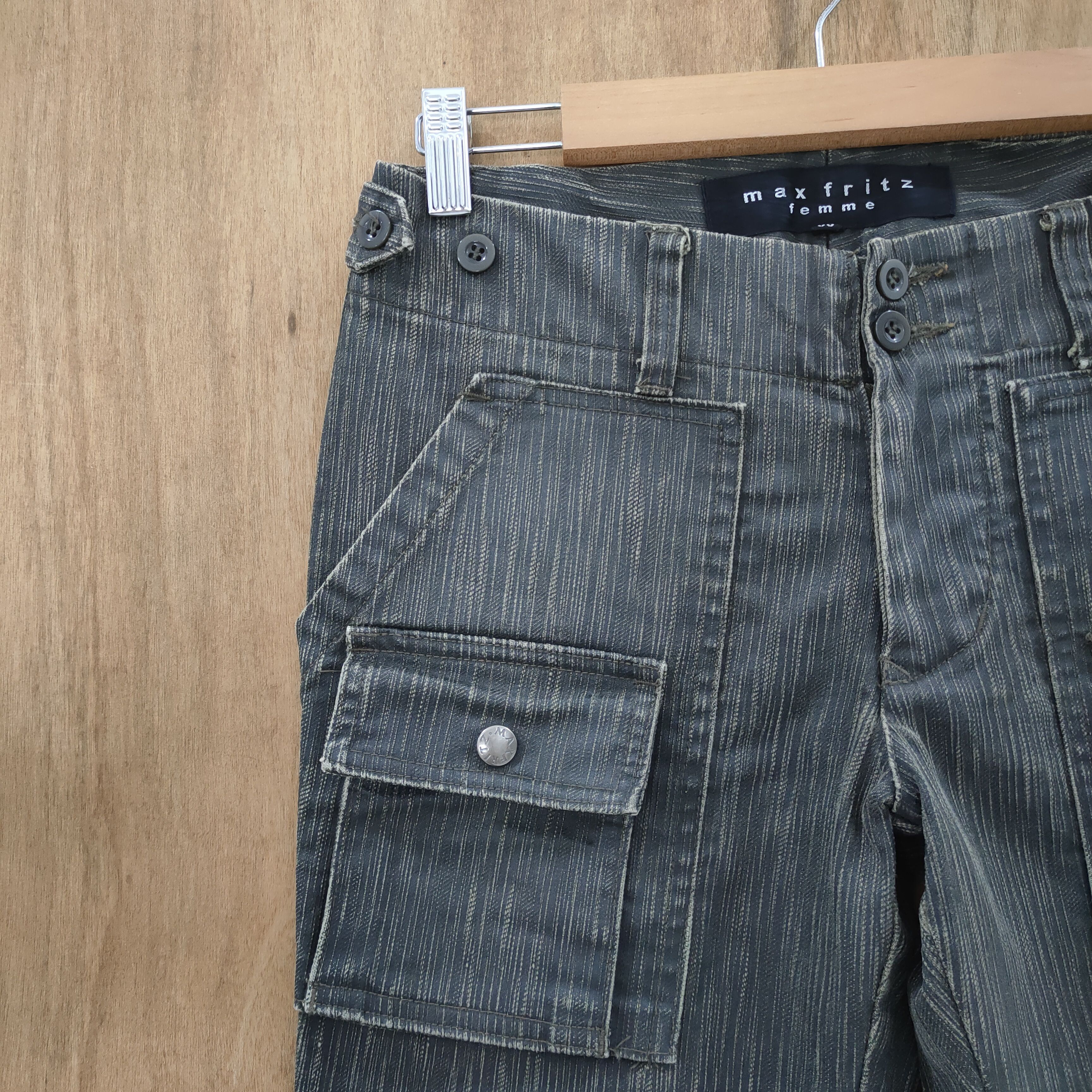 Japanese Brand FLARE MAXFRIZT BLACK MULTIPOCKET CARGO PANTS Size US 27 - 5 Thumbnail
