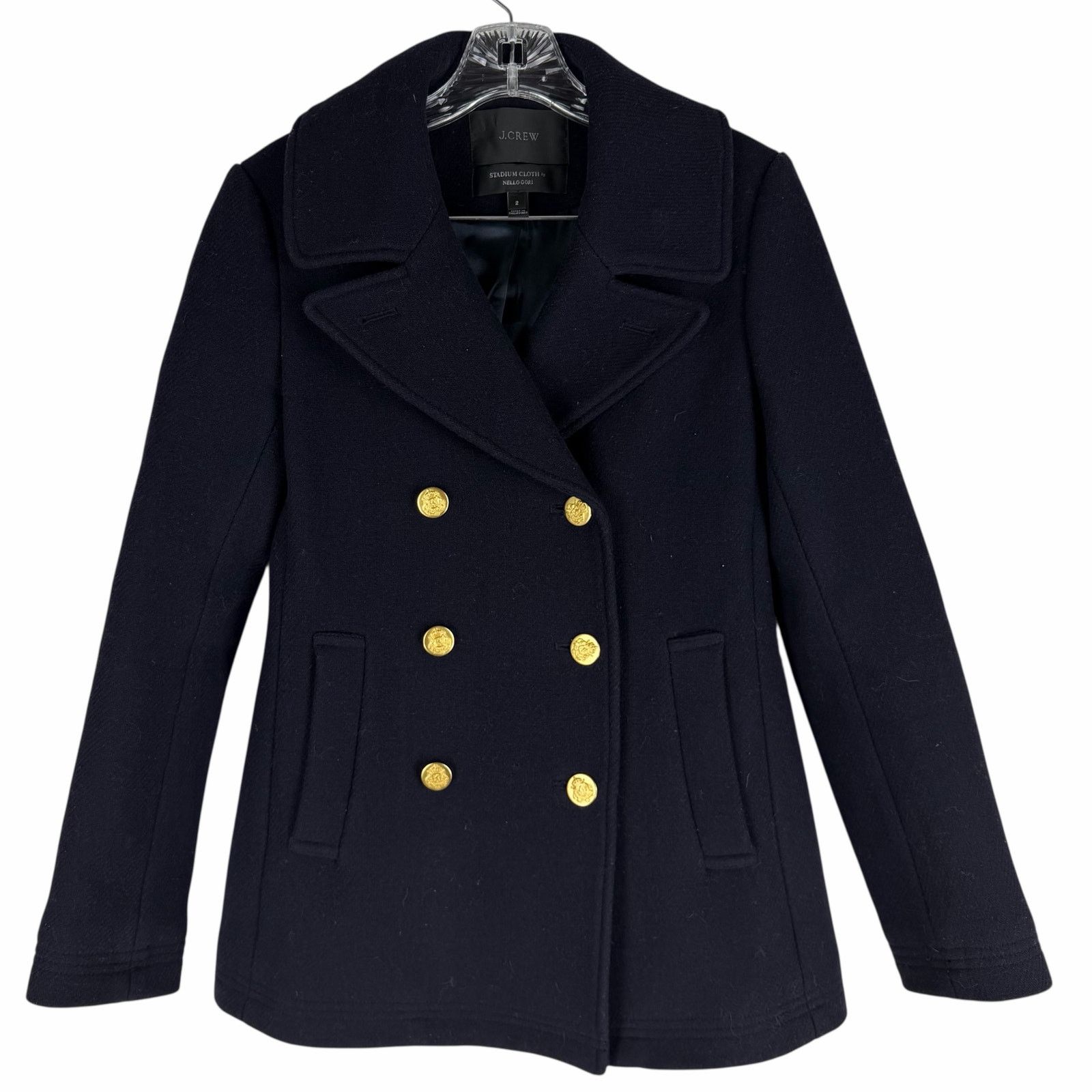 J.Crew J. Crew Wool Blend Double Breasted Short Coat Navy Size 2 Size XS / US 0-2 / IT 36-38 - 3 Thumbnail