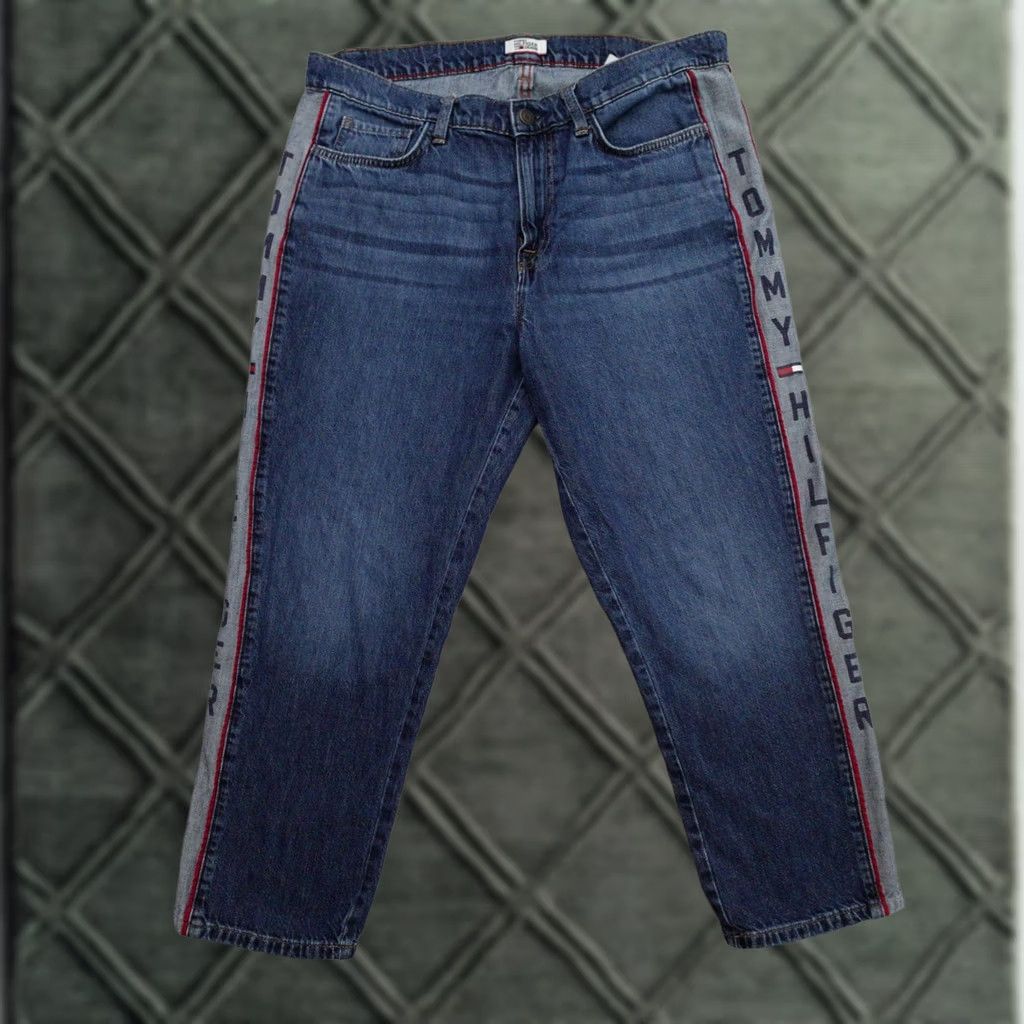 Tommy Hilfiger Tommy Hilfiger Jeans Womens 14 Capri Side Tape Vertical Spellout Size 36" / US 14 / IT 50 - 1 Thumbnail