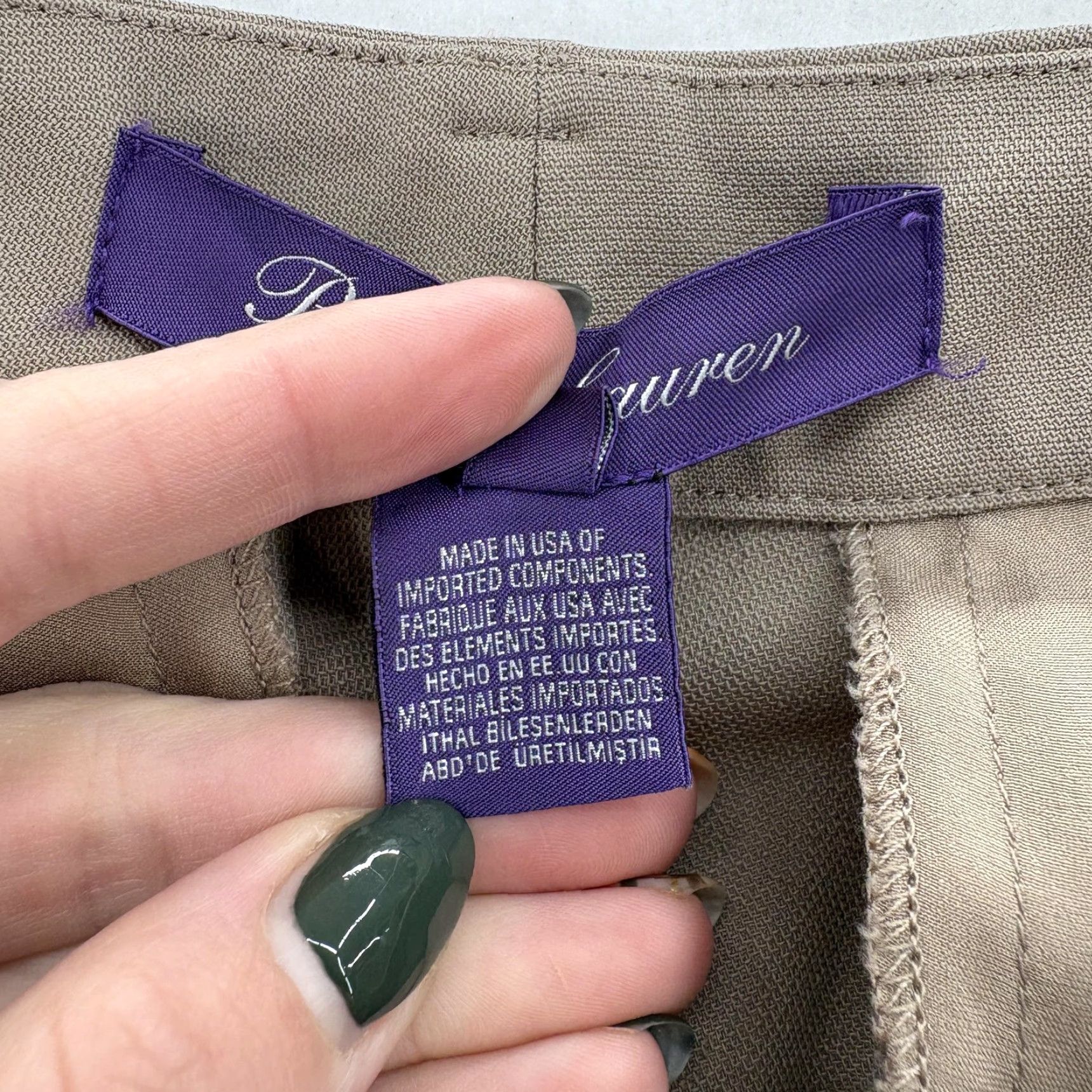 Ralph Lauren Ralph Lauren Purple Label Pants Womens 4 Beige Wool Blend Dress Trousers USA Business Women Slim Tapered Leg Pockets Hook & Eye Size 27" / US 4 / IT 40 - 5 Thumbnail
