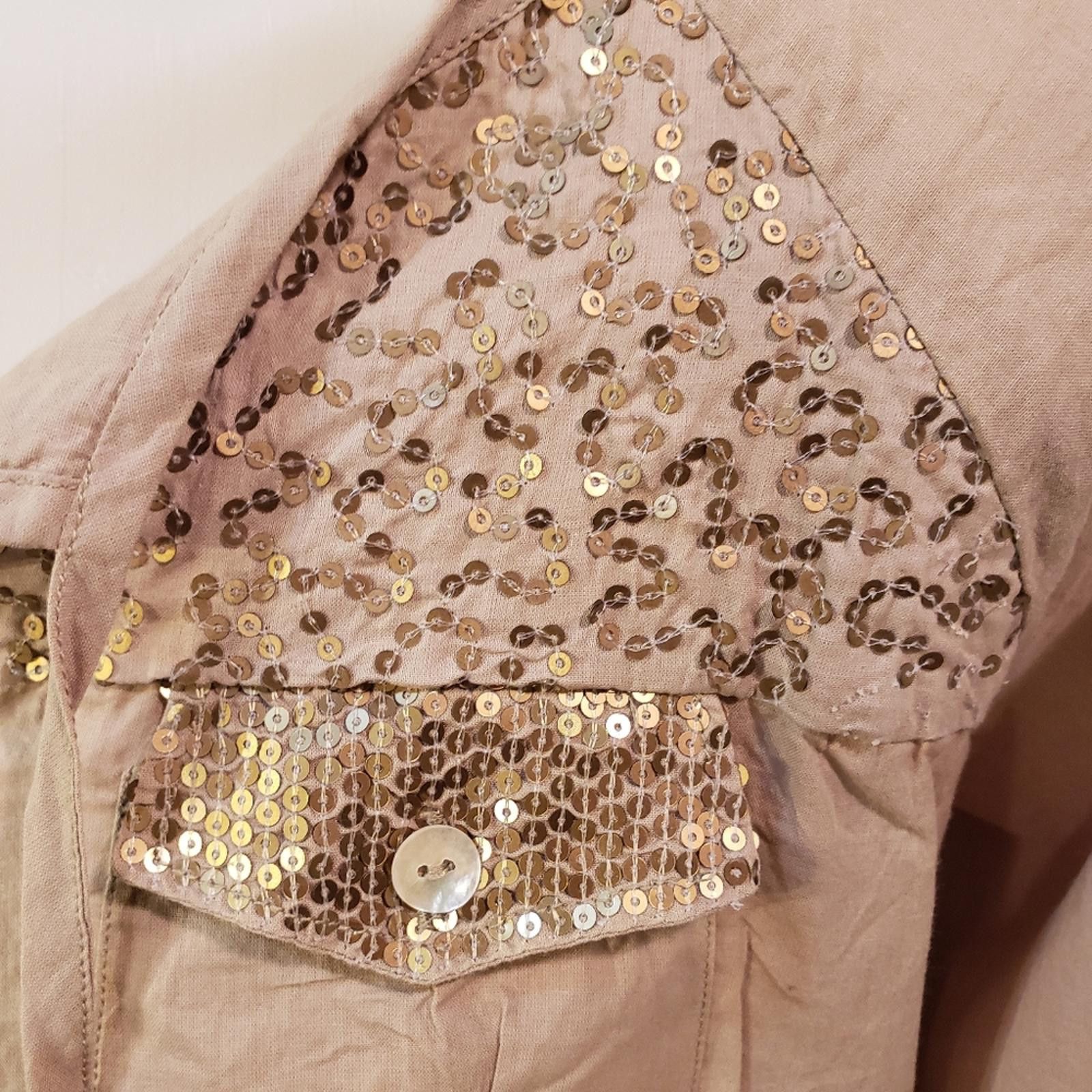 Other Romeo & Juliet Couture -Tan with Sequin Peplum Top Size L / US 10 / IT 46 - 6 Thumbnail