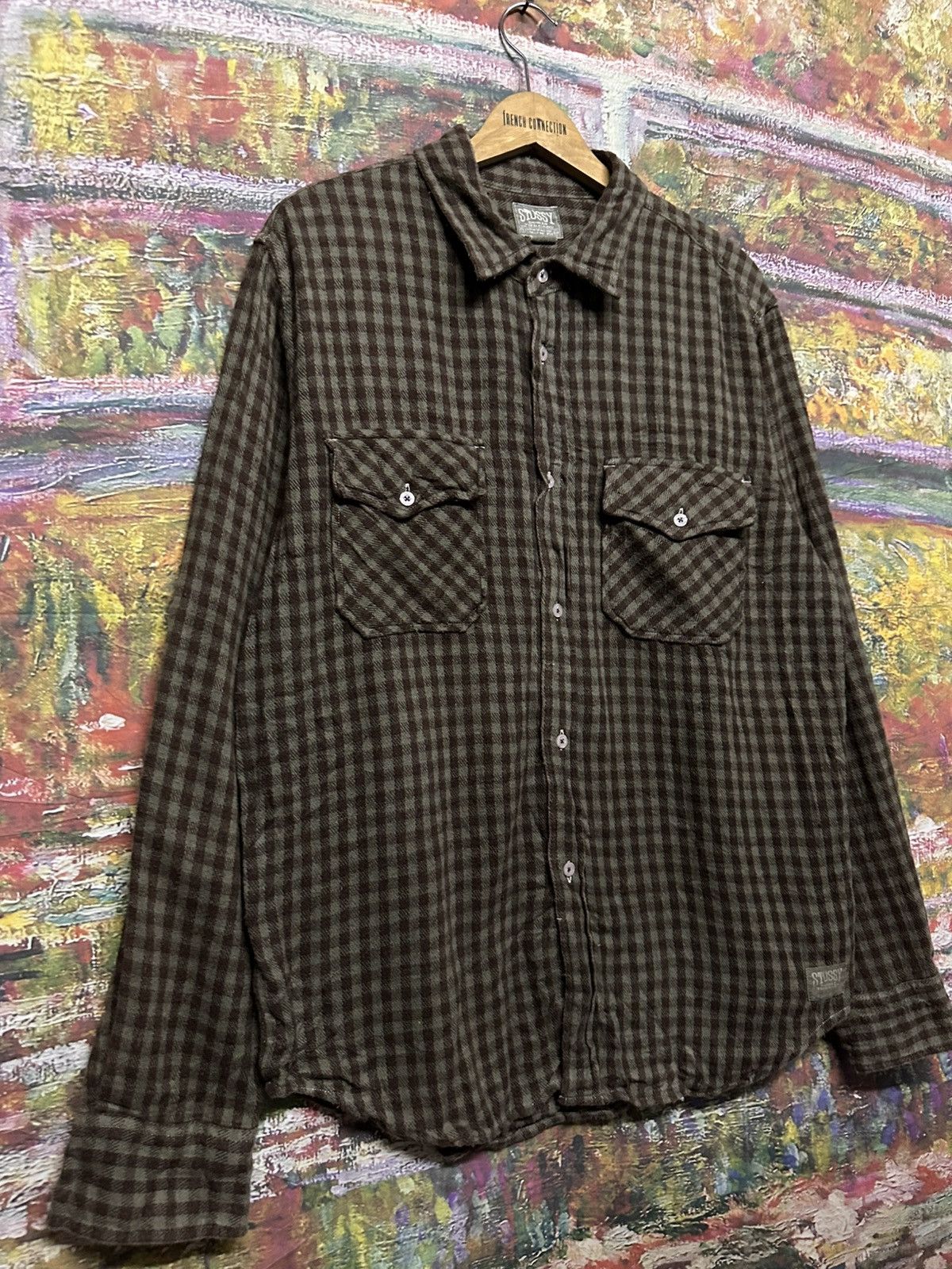 Stussy Stussy Flannel Shirt Khaki Check Size US XL / EU 56 / 4 - 5 Thumbnail