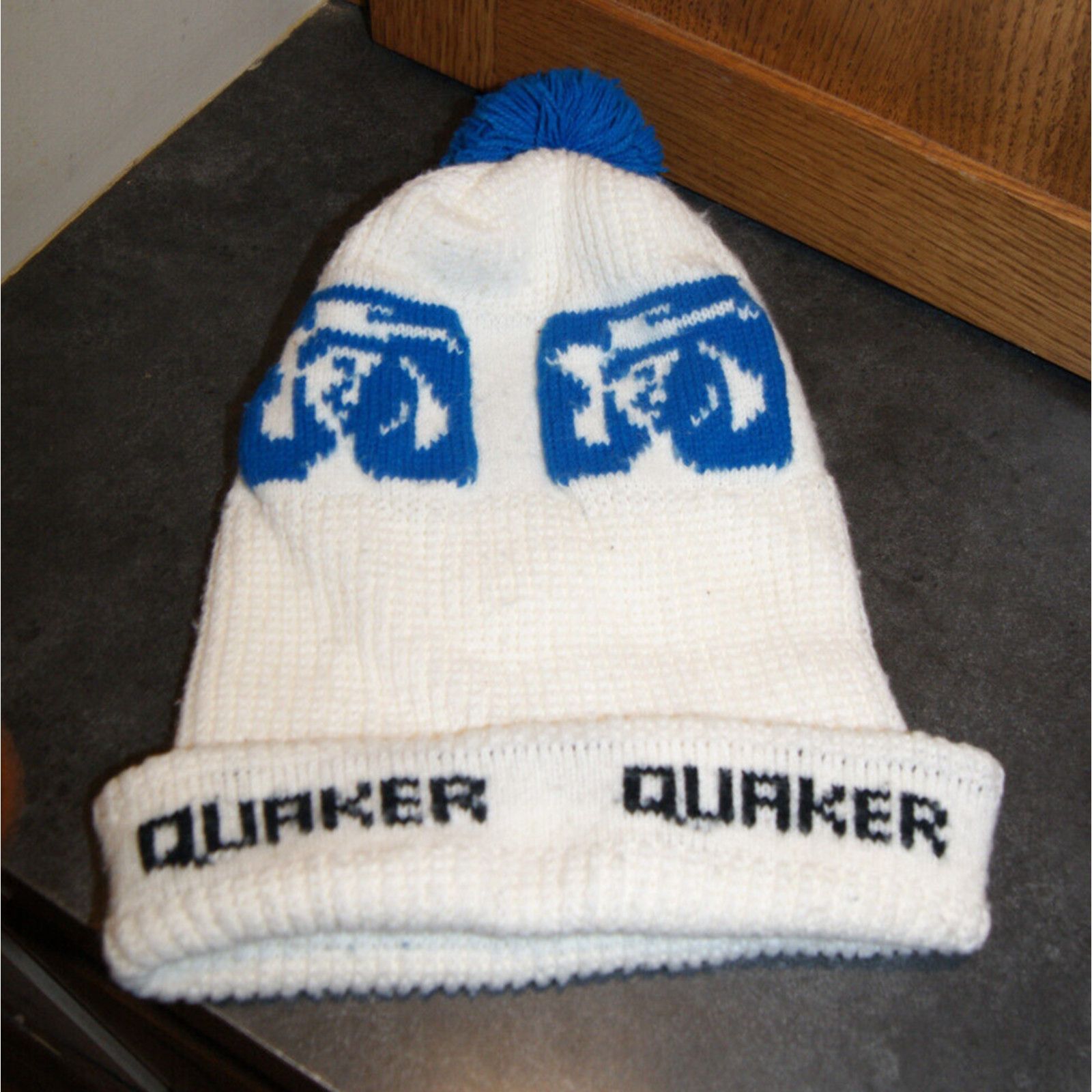 Other VTG Quaker Brand Oats Beanie Hat Pom Pom Winter Knit Man Size ONE SIZE - 1 Thumbnail