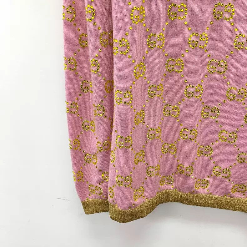 Gucci Gucci Pink logo diamond-printed wool round-neck long-sleev Size XS / US 0-2 / IT 36-38 - 4 Thumbnail