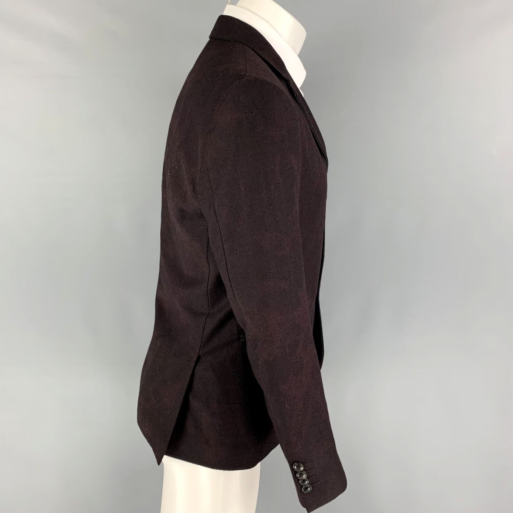 John Varvatos JOHN VARVATOS Sport Coat Burgundy Black Dyed Wool Notch Lapel Size 38 Mens Size US XXS / EU 40 - 3 Thumbnail