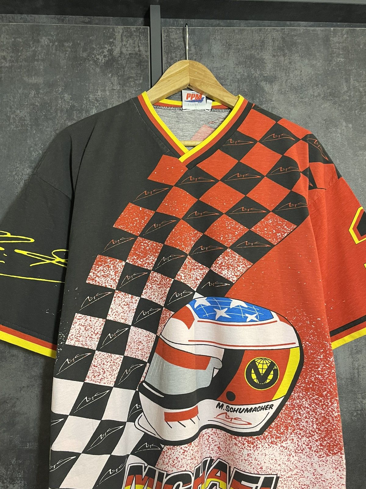 Vintage Crazy Vintage 1999 Michael Schumacher AOP Hype T-shirt Size US XL / EU 56 / 4 - 5 Thumbnail