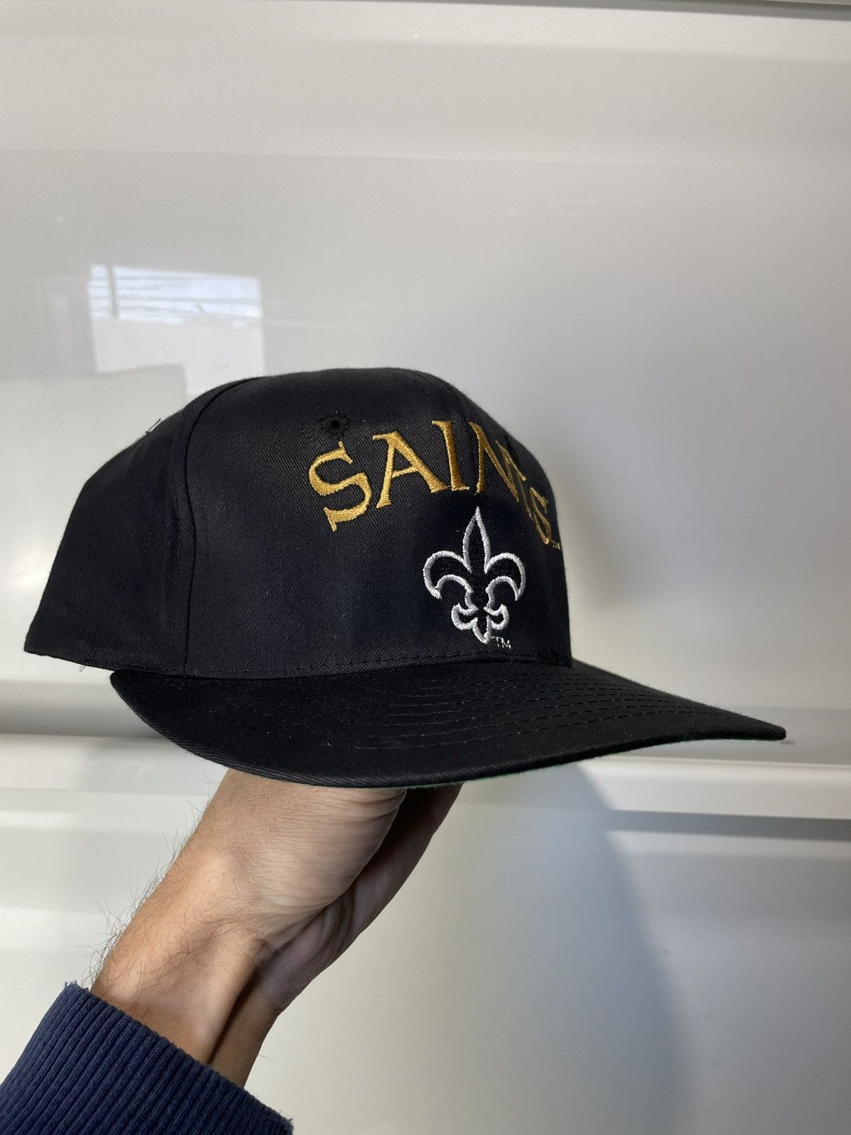 NFL Vintage Saints Hat Script Snapback Black NFL Team 90s Size ONE SIZE - 3 Thumbnail