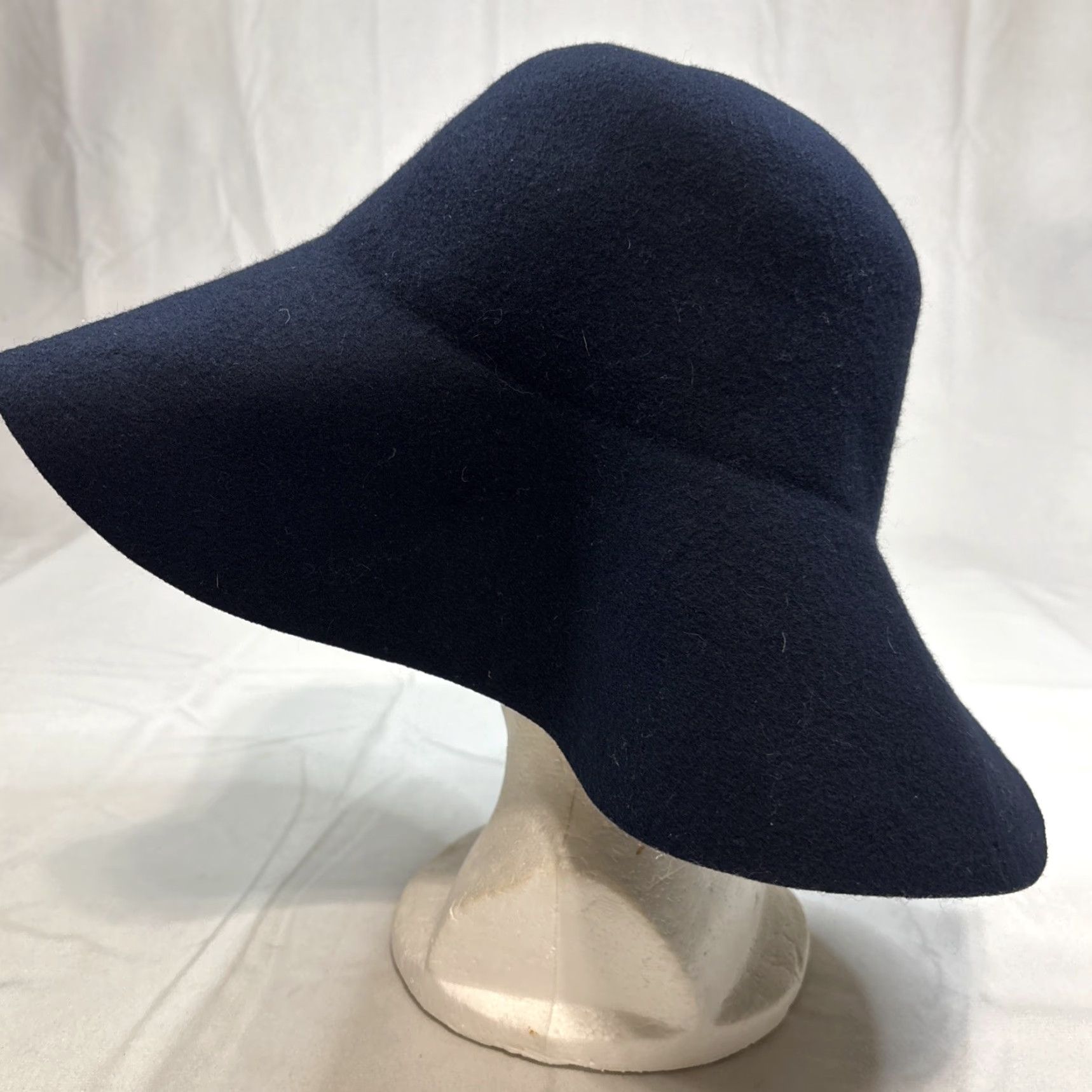 American Apparel VINTAGE American Apparel Bar on Hats Navy Wool Felt Wide Floppy Brim Boho Hippie Women One Size Blue Festival Size ONE SIZE - 4 Thumbnail