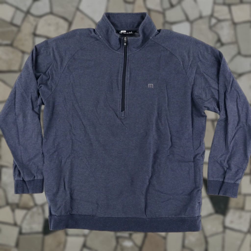 TravisMathew Travis Mathew Knit 1/4 Zip Pullover Navy Shirt Mens XL Mock Long Sleeve High Stretch Sweater Size US XL / EU 56 / 4 - 1 Thumbnail